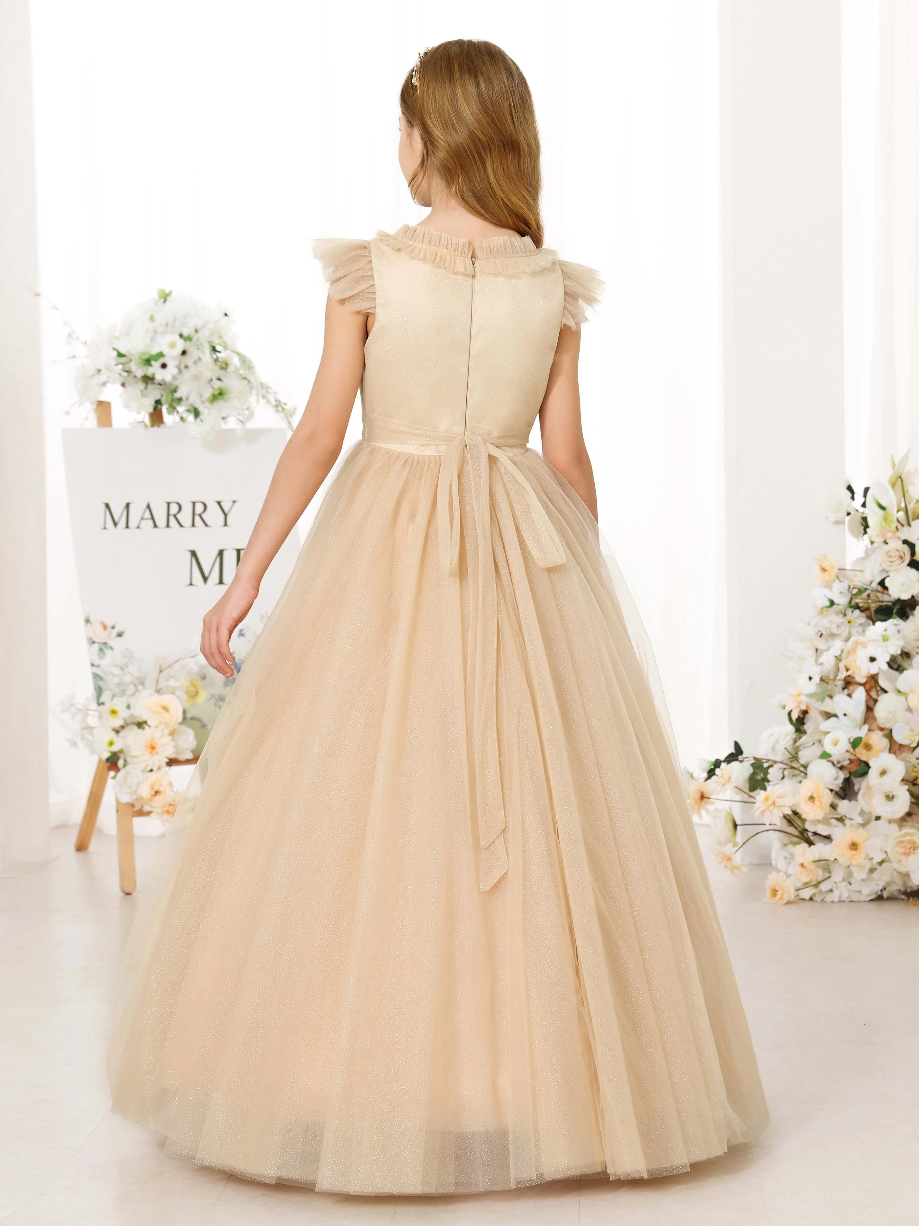 Ball-Gown Tulle Sleeveless Scoop Neck Floor-Length Flower Girl Dresses - Image 6
