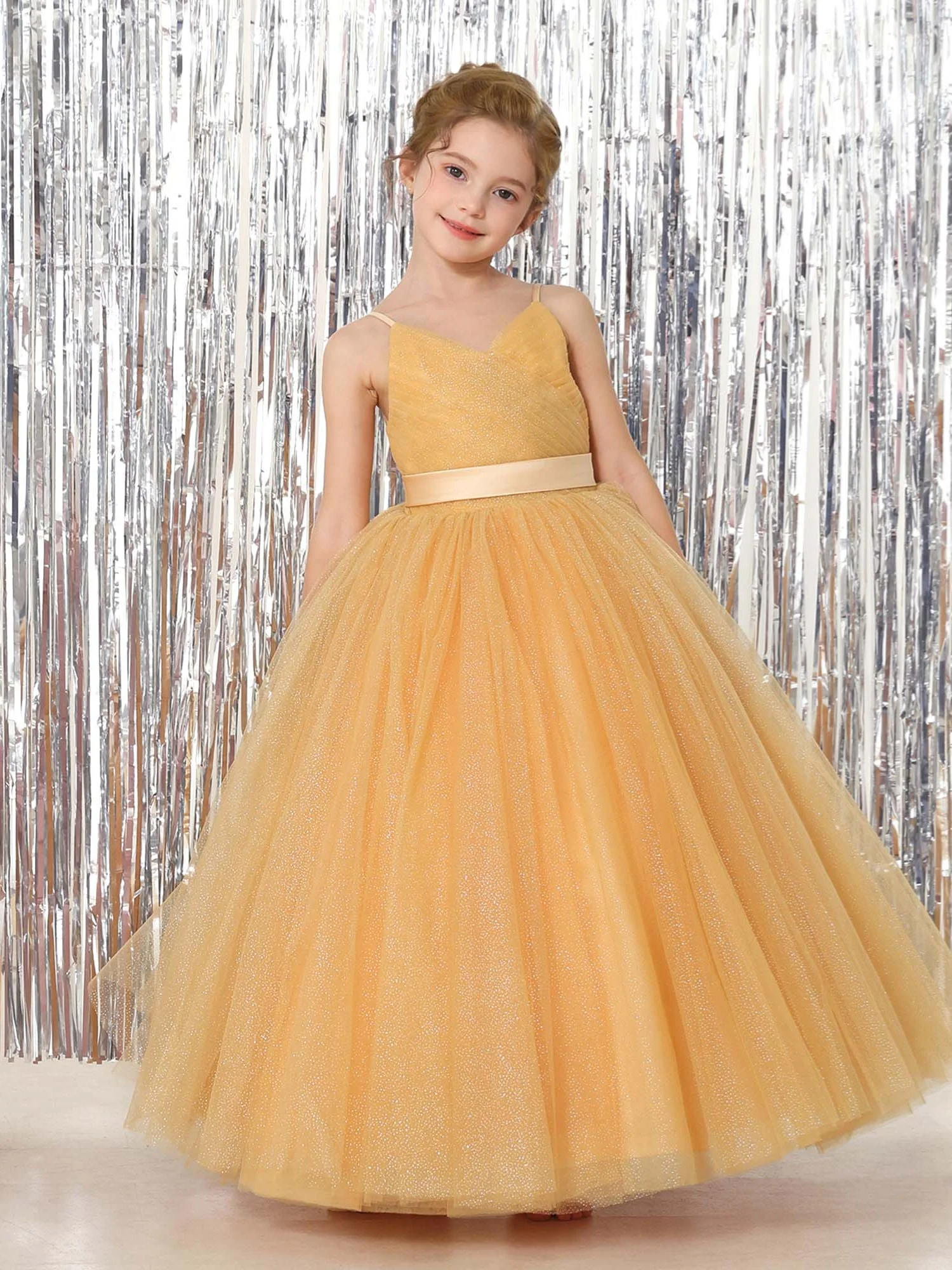 Ball-Gown Tulle Sleeveless V-Neck Floor-Length Flower Girl Dresses - Image 6