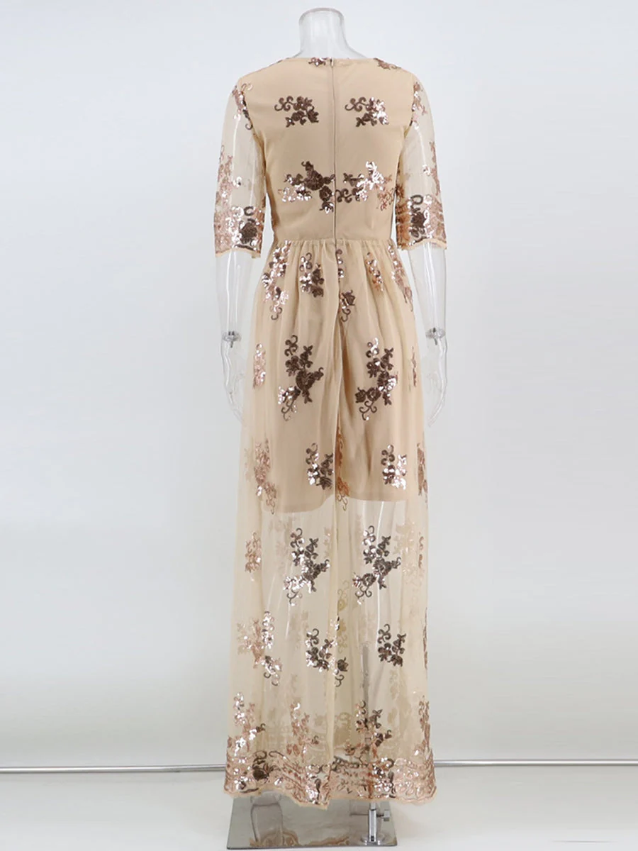 A-Line/Princess V-Neck 1/2 Sleeves Sexy Prom Dresses with Lace Appliques - Image 8