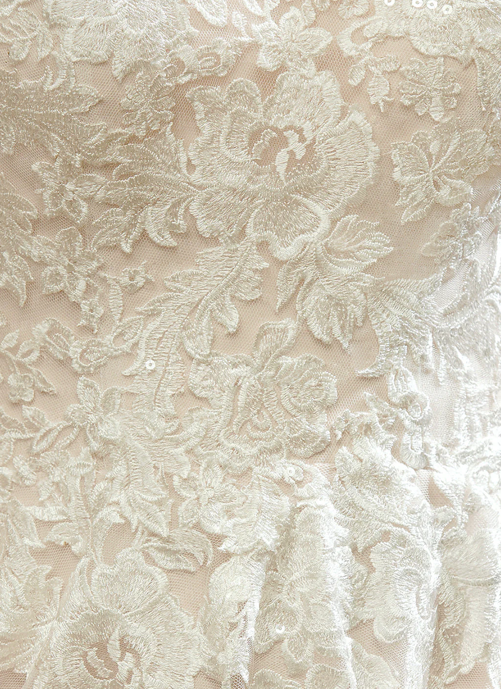 A Line/Princess V-Neck 3/4 Length Sleeves Floor-length Wedding Dress with Lace Embroidery - Image 4