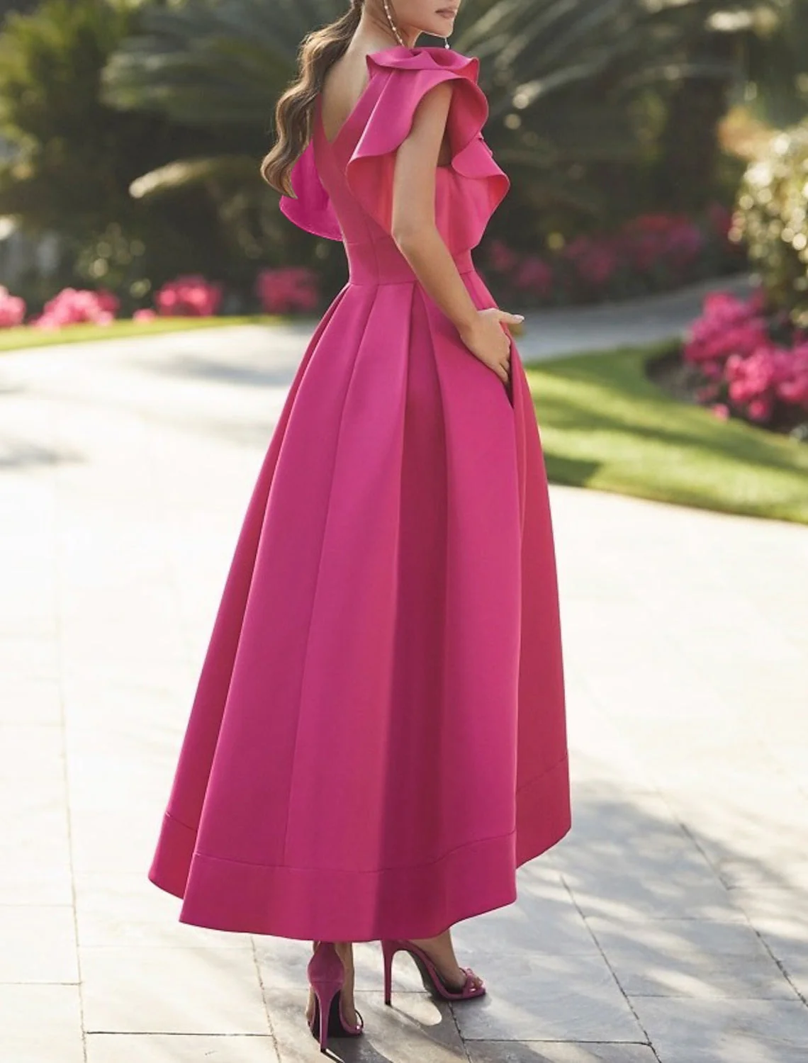 A-Line/Princess V-Neck Asymmetrical Prom Dresses - Image 2