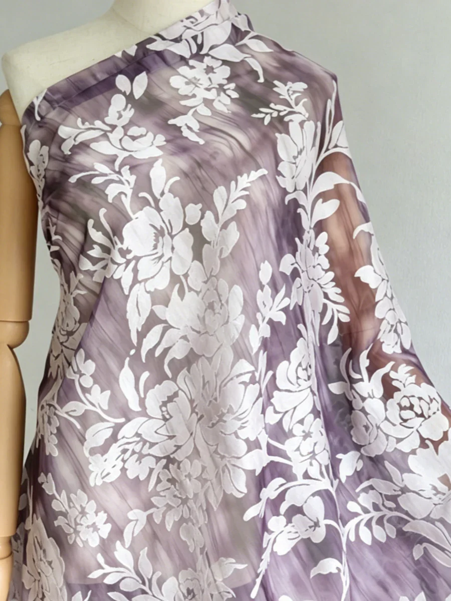 A-Line/Princess V-Neck Burnout Mother of the Bride Dresses Floral 3/4 Sleeves Floor-Length - Image 6
