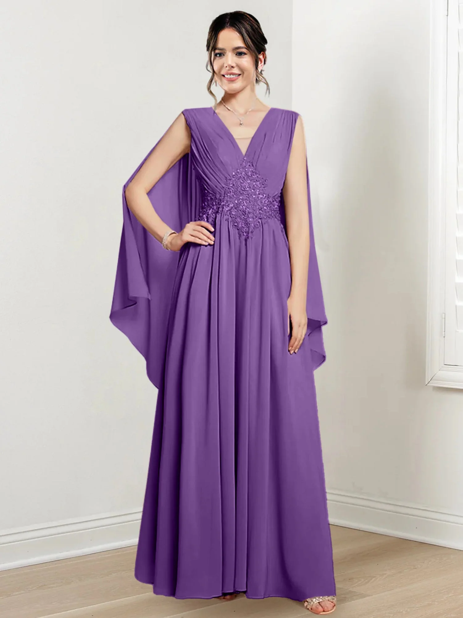 A-Line/Princess V-Neck Floor-Length Mother of the Bride Dresses - Image 57