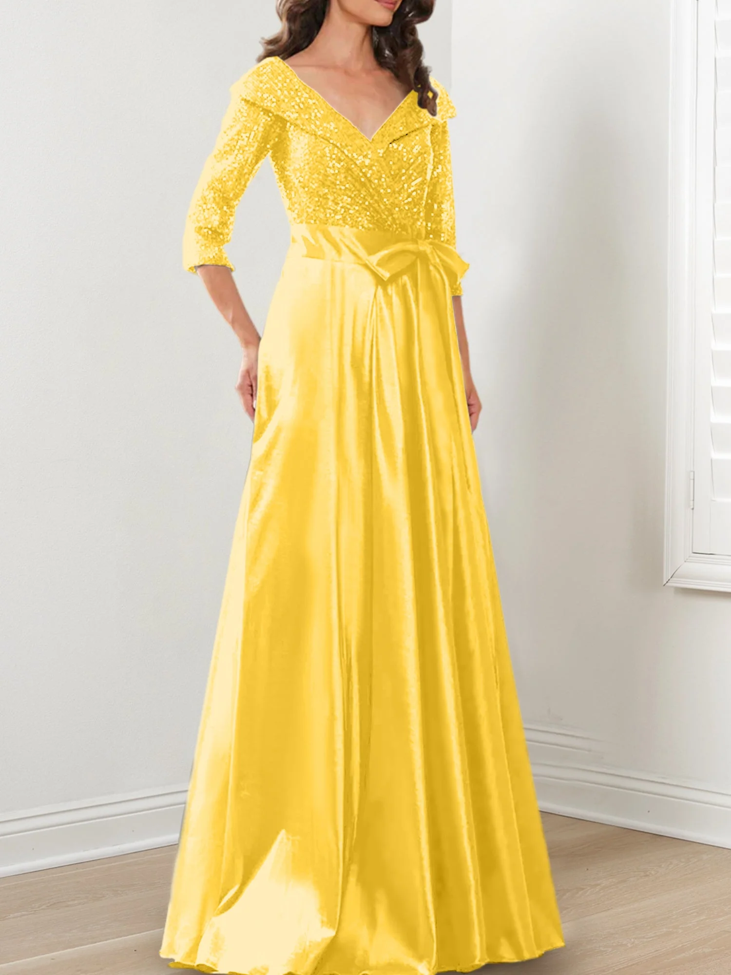 A-Line/Princess V-Neck Floor-Length Mother of the Bride Dresses - Image 10