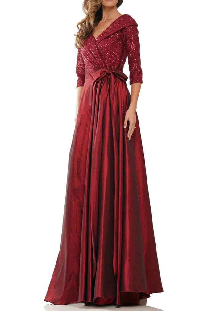 A-Line/Princess V-Neck Floor-Length Mother of the Bride Dresses - Image 4