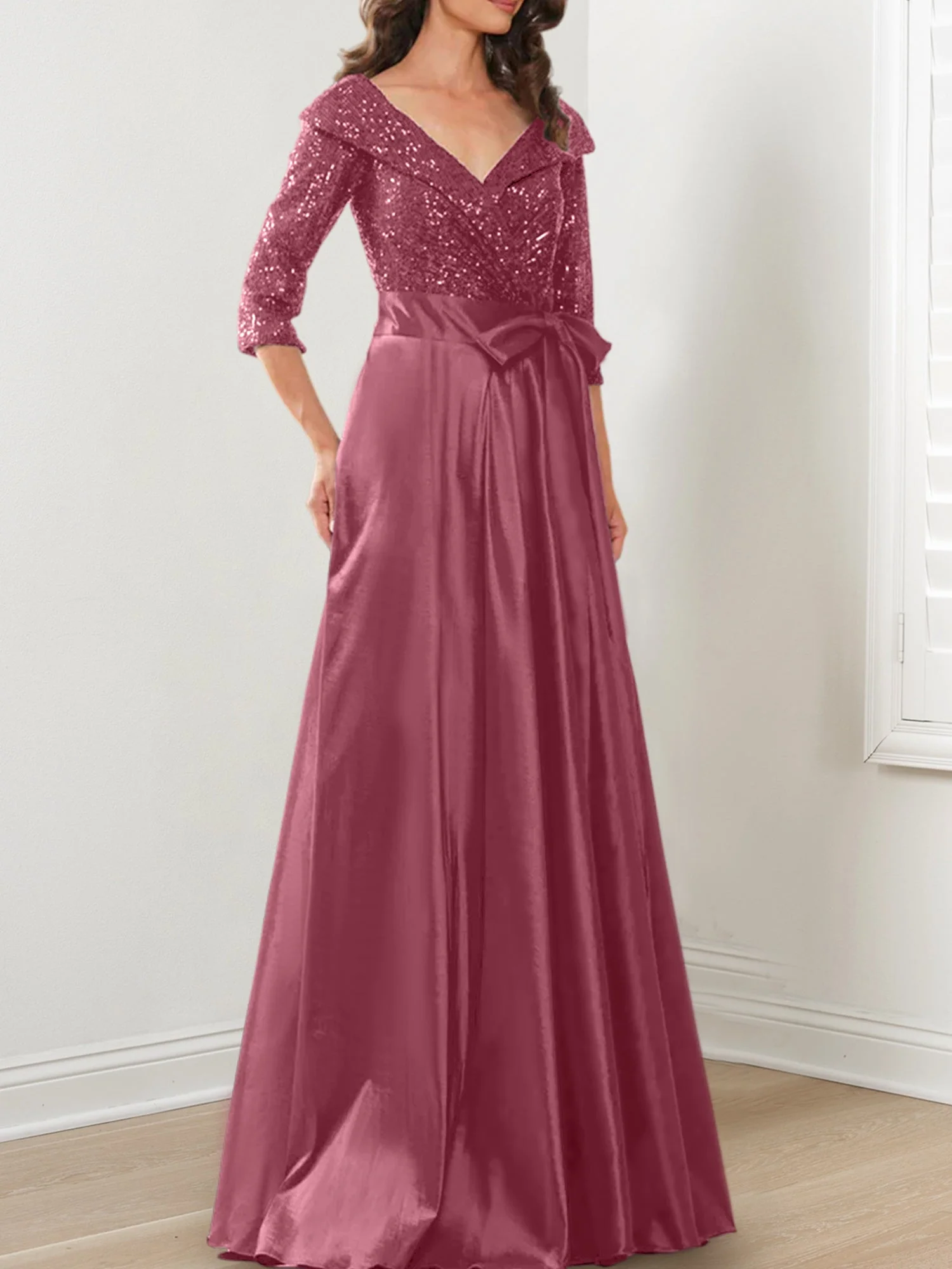 A-Line/Princess V-Neck Floor-Length Mother of the Bride Dresses - Image 42