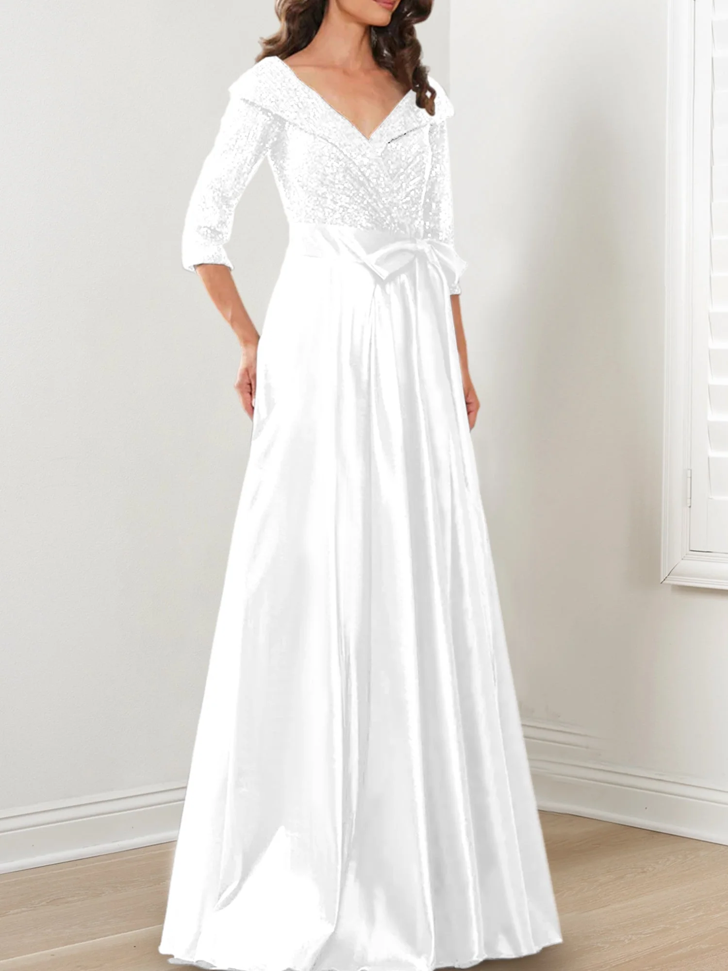 A-Line/Princess V-Neck Floor-Length Mother of the Bride Dresses - Image 67