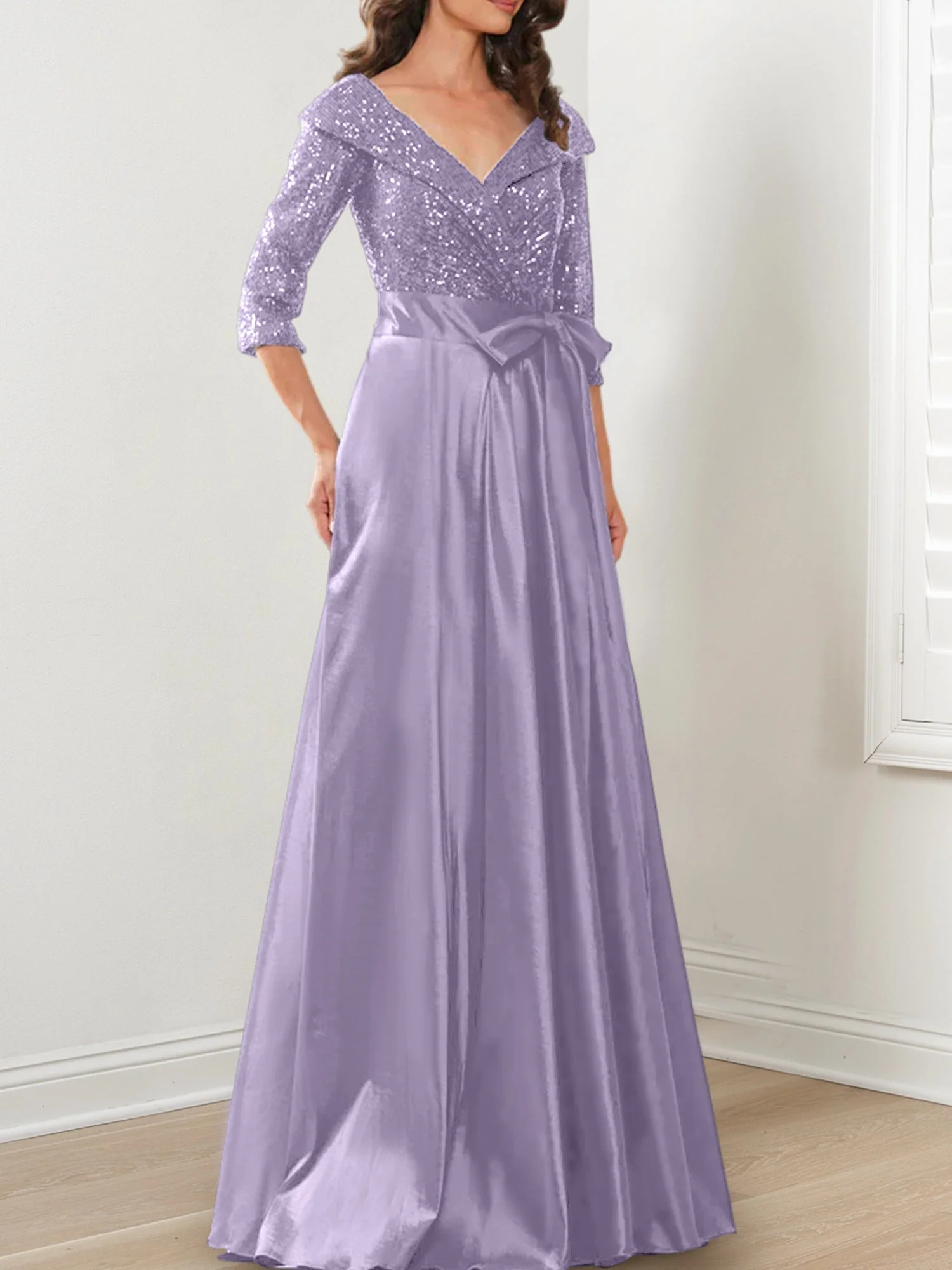 A-Line/Princess V-Neck Floor-Length Mother of the Bride Dresses - Image 68