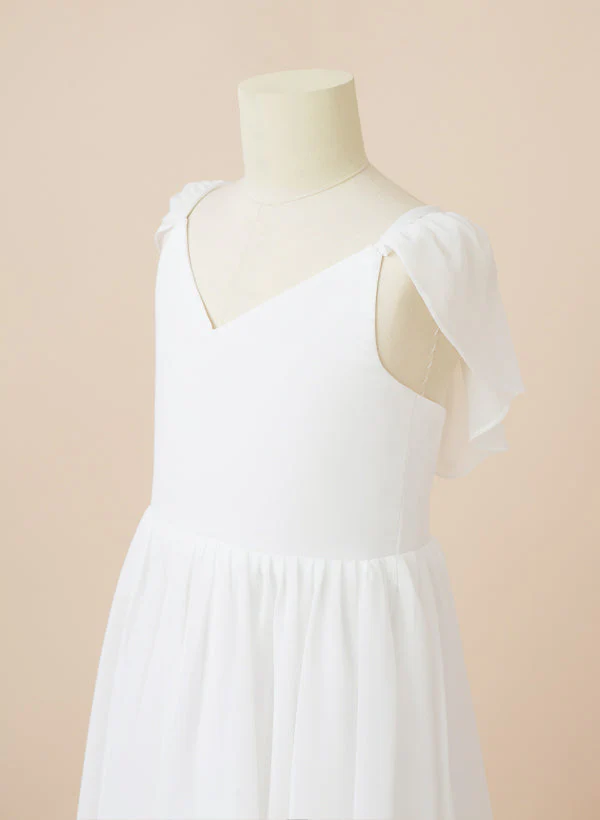 A-Line/Princess V-Neck Flower Girl Dresses With Ruffles - Image 3