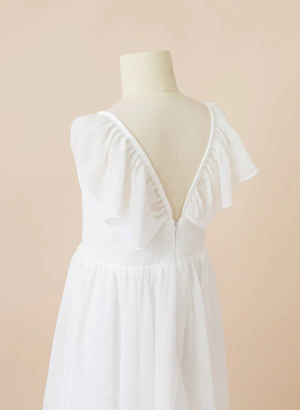 A-Line/Princess V-Neck Flower Girl Dresses With Ruffles - Image 4