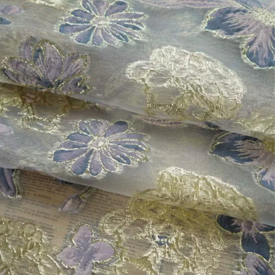 A-Line/Princess V-Neck Jacquard Mother of the Bride Dresses Floral 3/4 Sleeves Asymmetrical Tea-Length Belt - Image 4