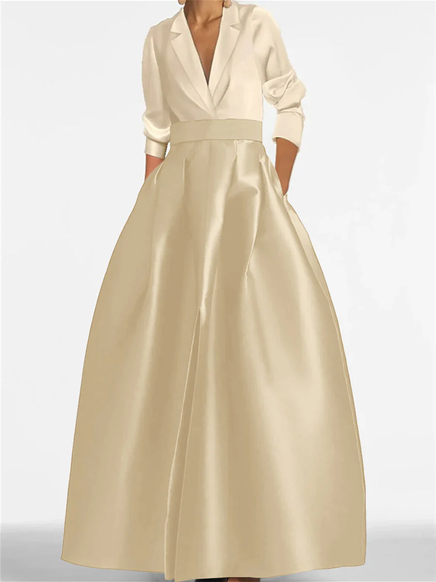 A-Line/Princess V-Neck Long Sleeves Mother Of The Bride Dresses With Pockets - Image 11