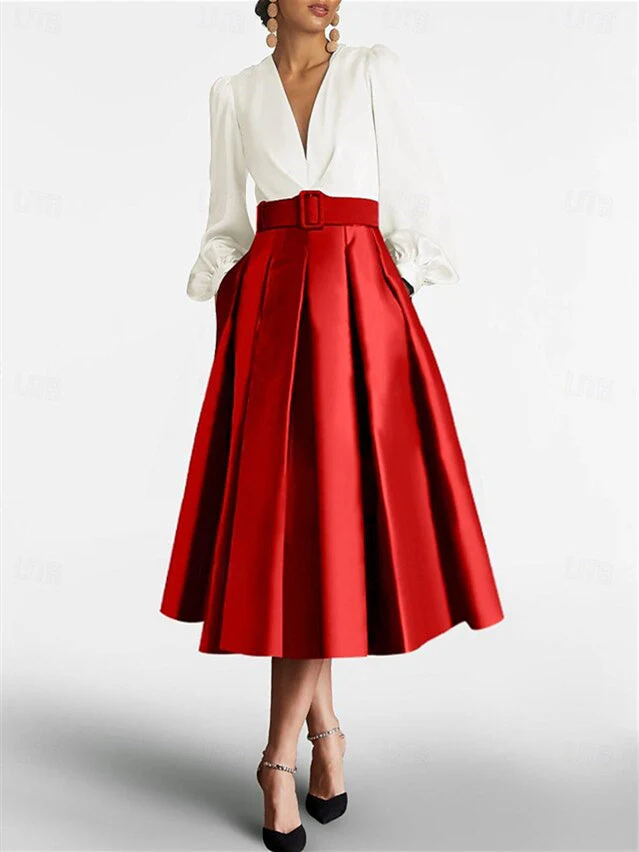 A-Line/Princess V-Neck Long Sleeves Mother Of The Bride Dresses With Belt - Image 4