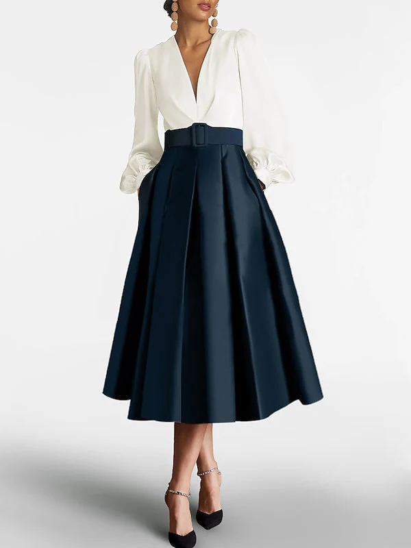 A-Line/Princess V-Neck Long Sleeves Mother Of The Bride Dresses With Belt - Image 5