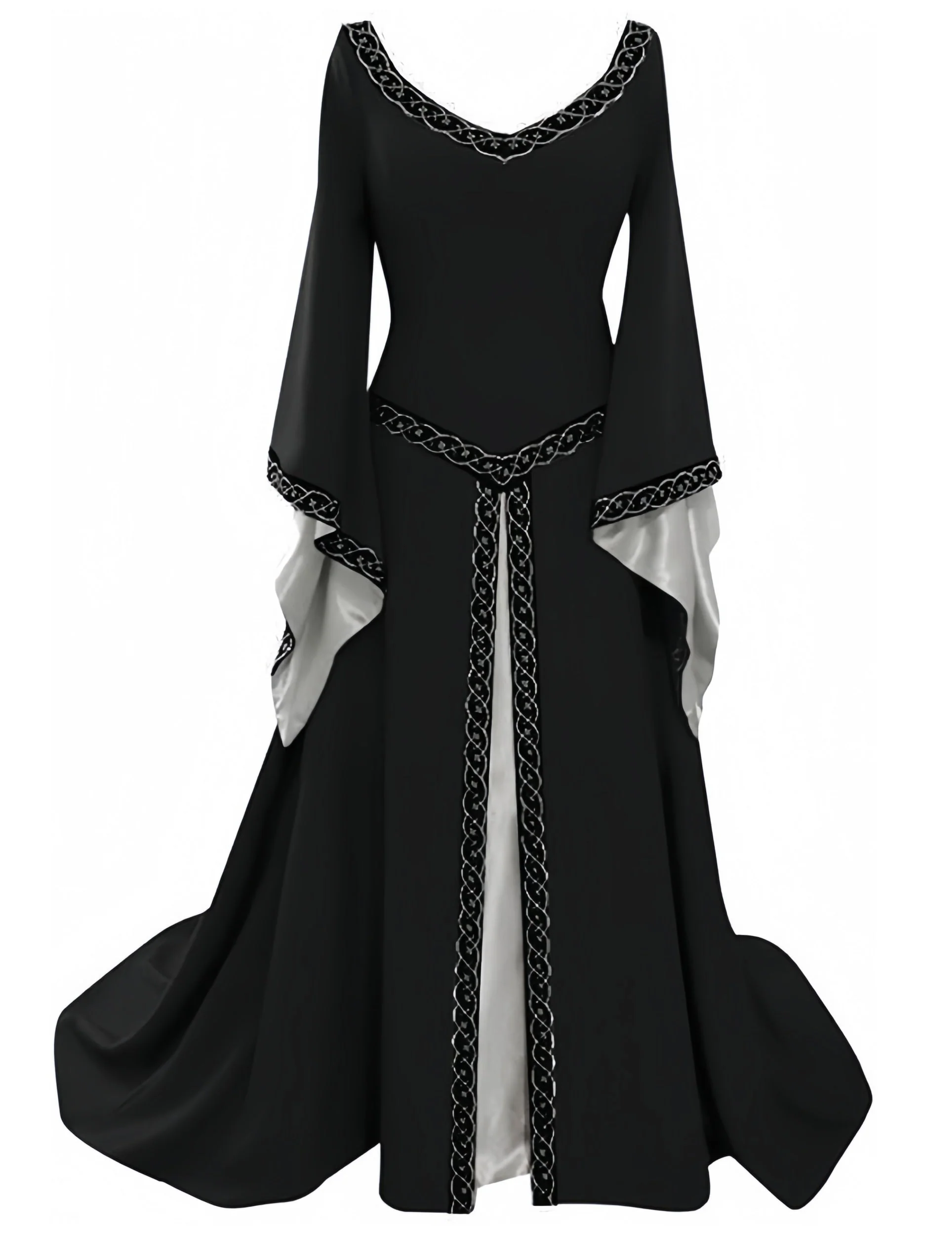 A-Line/Princess V-Neck Long Sleeves Asymmetrical Vintage Dress - Image 3
