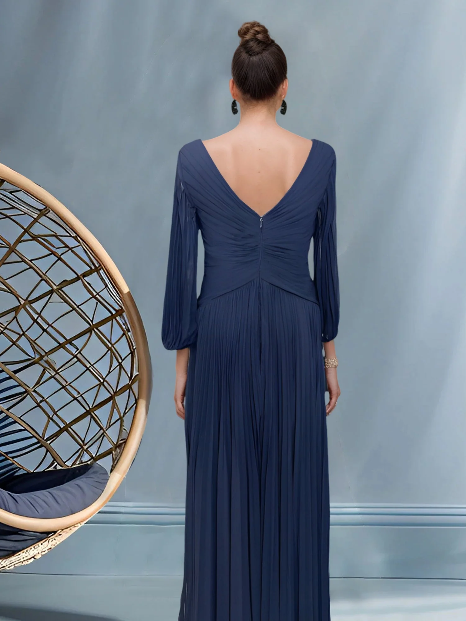A-Line/Princess V-Neck Mother of the Bride Dresses with Ruched - Image 2