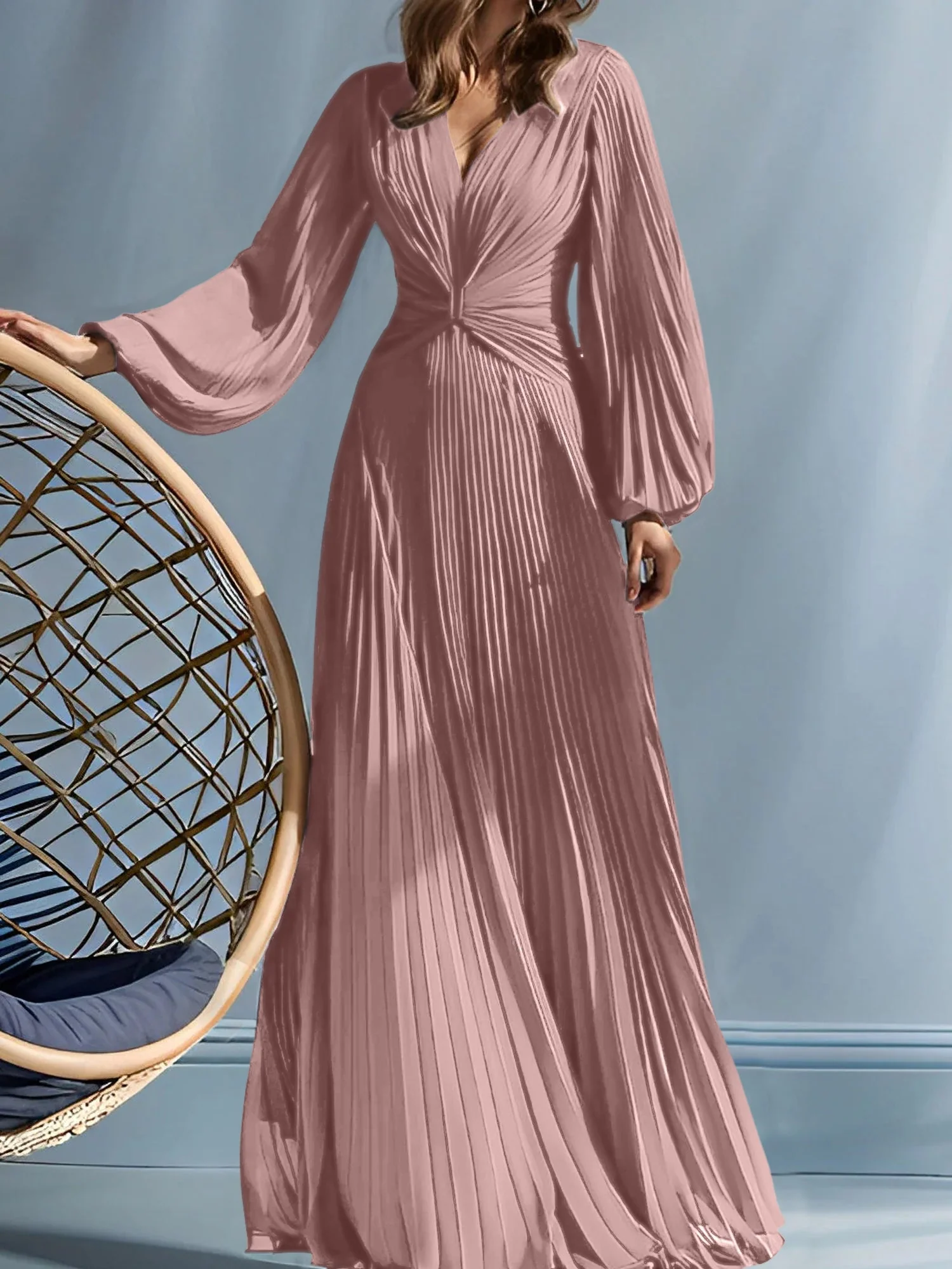 A-Line/Princess V-Neck Mother of the Bride Dresses with Ruched - Image 21