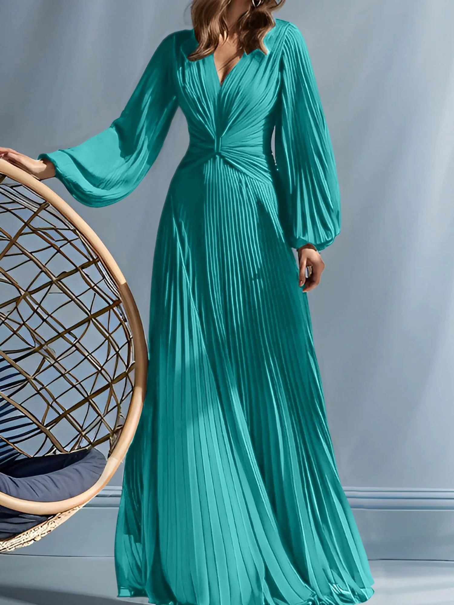 A-Line/Princess V-Neck Mother of the Bride Dresses with Ruched - Image 9
