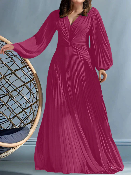 A-Line/Princess V-Neck Plus Size Mother of the Bride Dresses with Ruched - Image 15