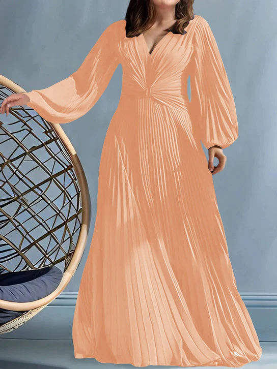 A-Line/Princess V-Neck Plus Size Mother of the Bride Dresses with Ruched - Image 26