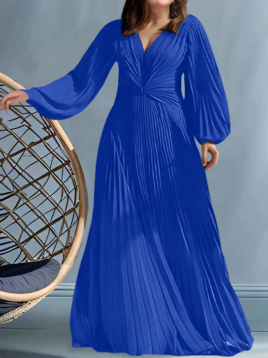 A-Line/Princess V-Neck Plus Size Mother of the Bride Dresses with Ruched - Image 35