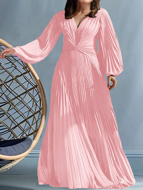 A-Line/Princess V-Neck Plus Size Mother of the Bride Dresses with Ruched - Image 40