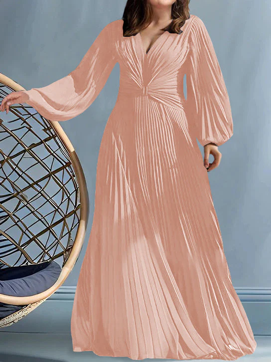 A-Line/Princess V-Neck Plus Size Mother of the Bride Dresses with Ruched - Image 42