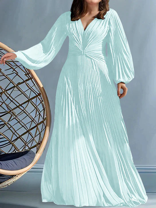 A-Line/Princess V-Neck Plus Size Mother of the Bride Dresses with Ruched - Image 58