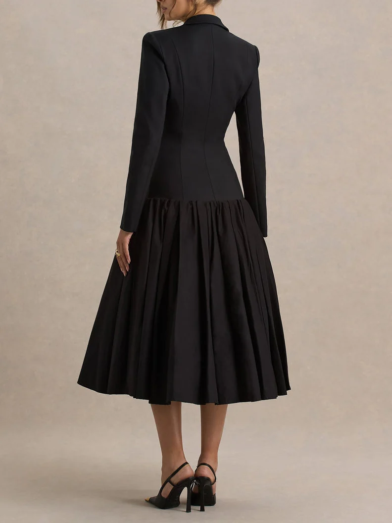 A-Line/Princess V-Neck Satin Wedding Guest Dresses Long Sleeves Knee-Length - Image 4