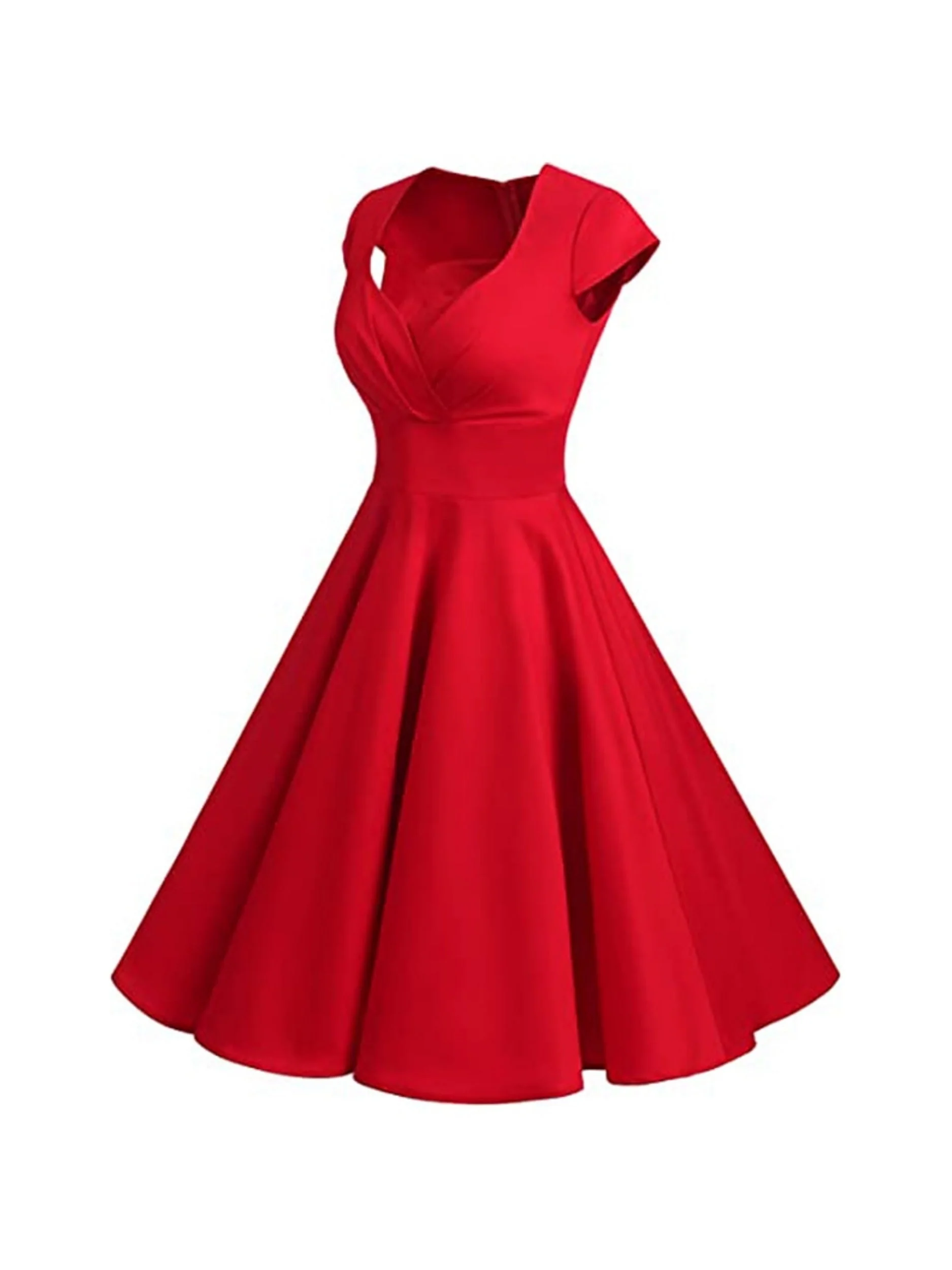 A-Line/Princess V-Neck Short Sleeves Knee-Length Vintage Dress