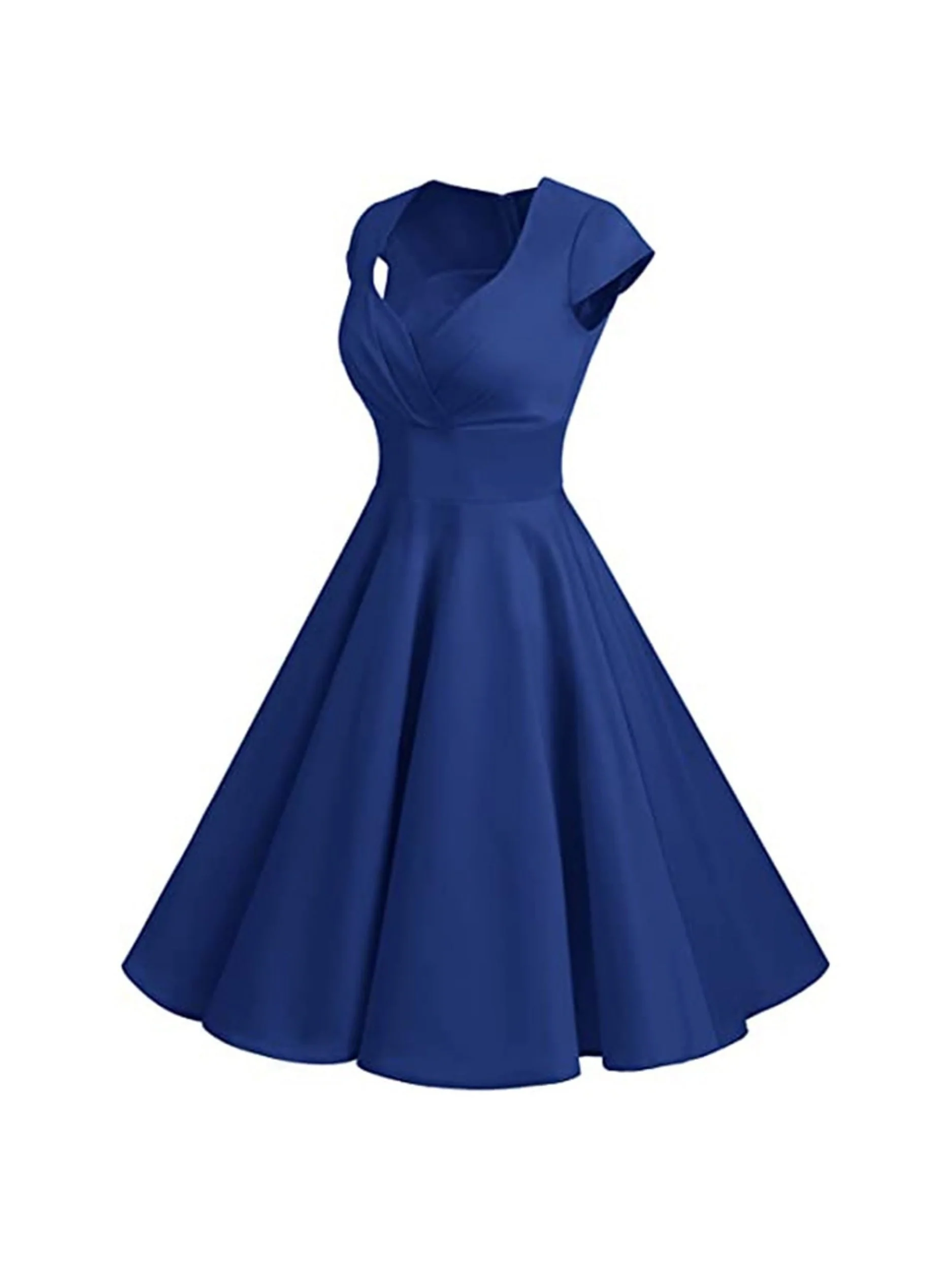 A-Line/Princess V-Neck Short Sleeves Knee-Length Vintage Dress - Image 11