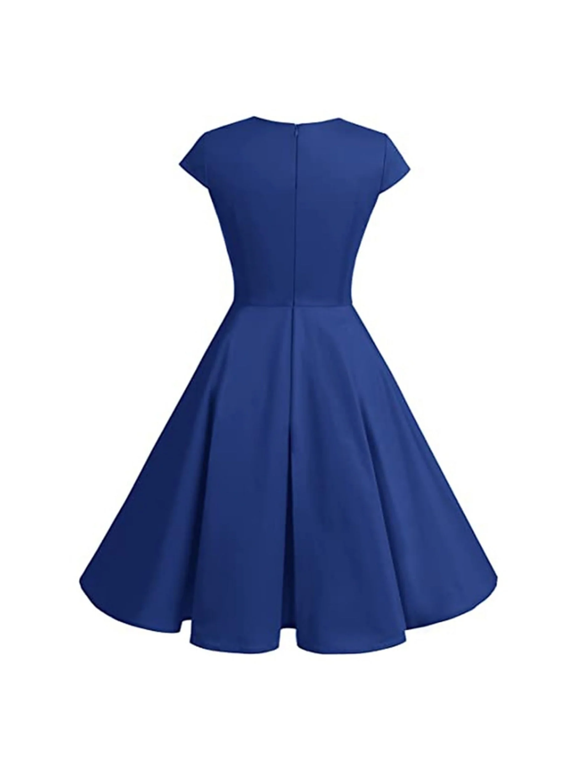 A-Line/Princess V-Neck Short Sleeves Knee-Length Vintage Dress - Image 12