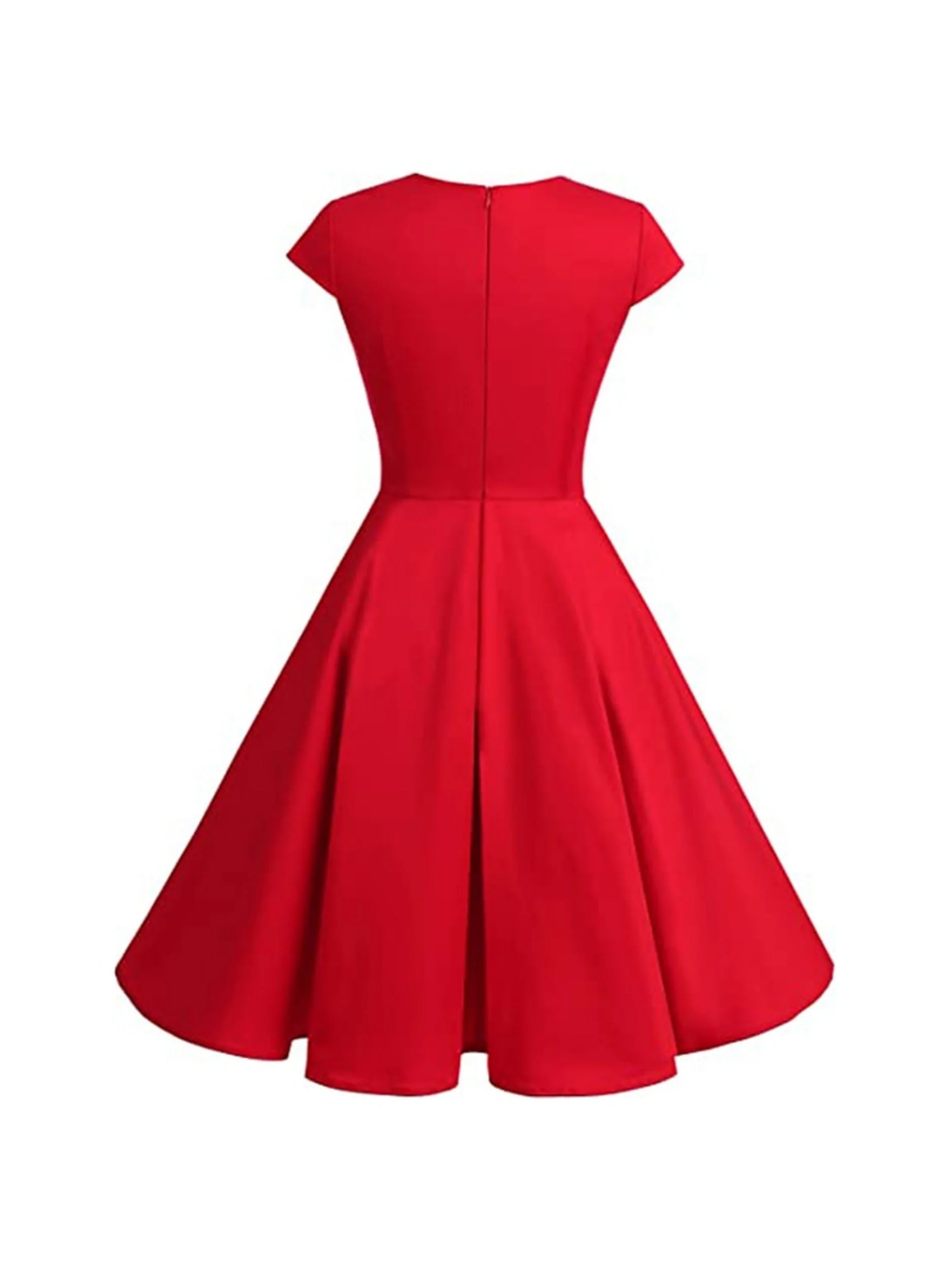 A-Line/Princess V-Neck Short Sleeves Knee-Length Vintage Dress - Image 2