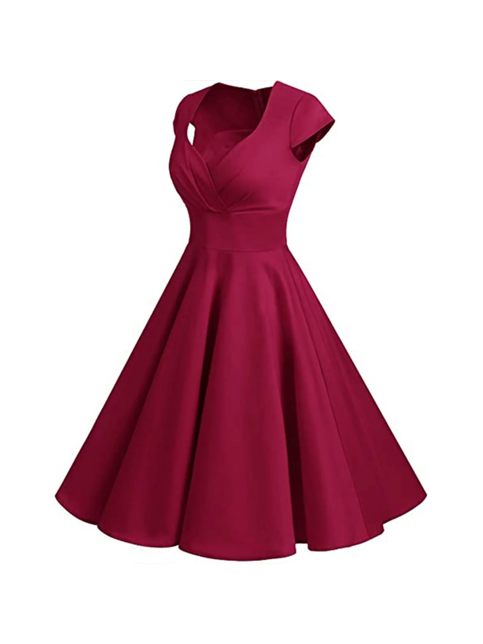A-Line/Princess V-Neck Short Sleeves Knee-Length Vintage Dress - Image 3