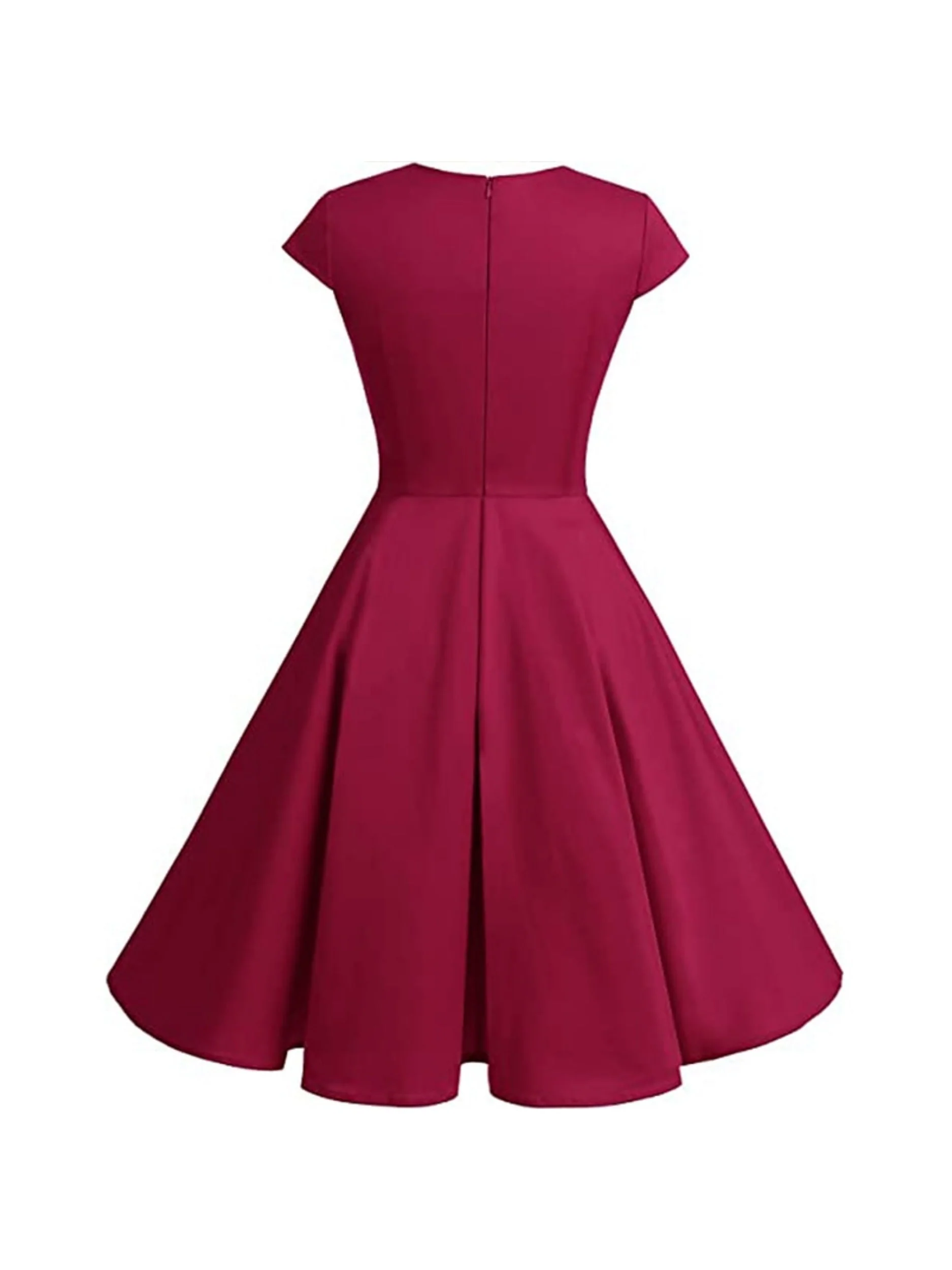 A-Line/Princess V-Neck Short Sleeves Knee-Length Vintage Dress - Image 4