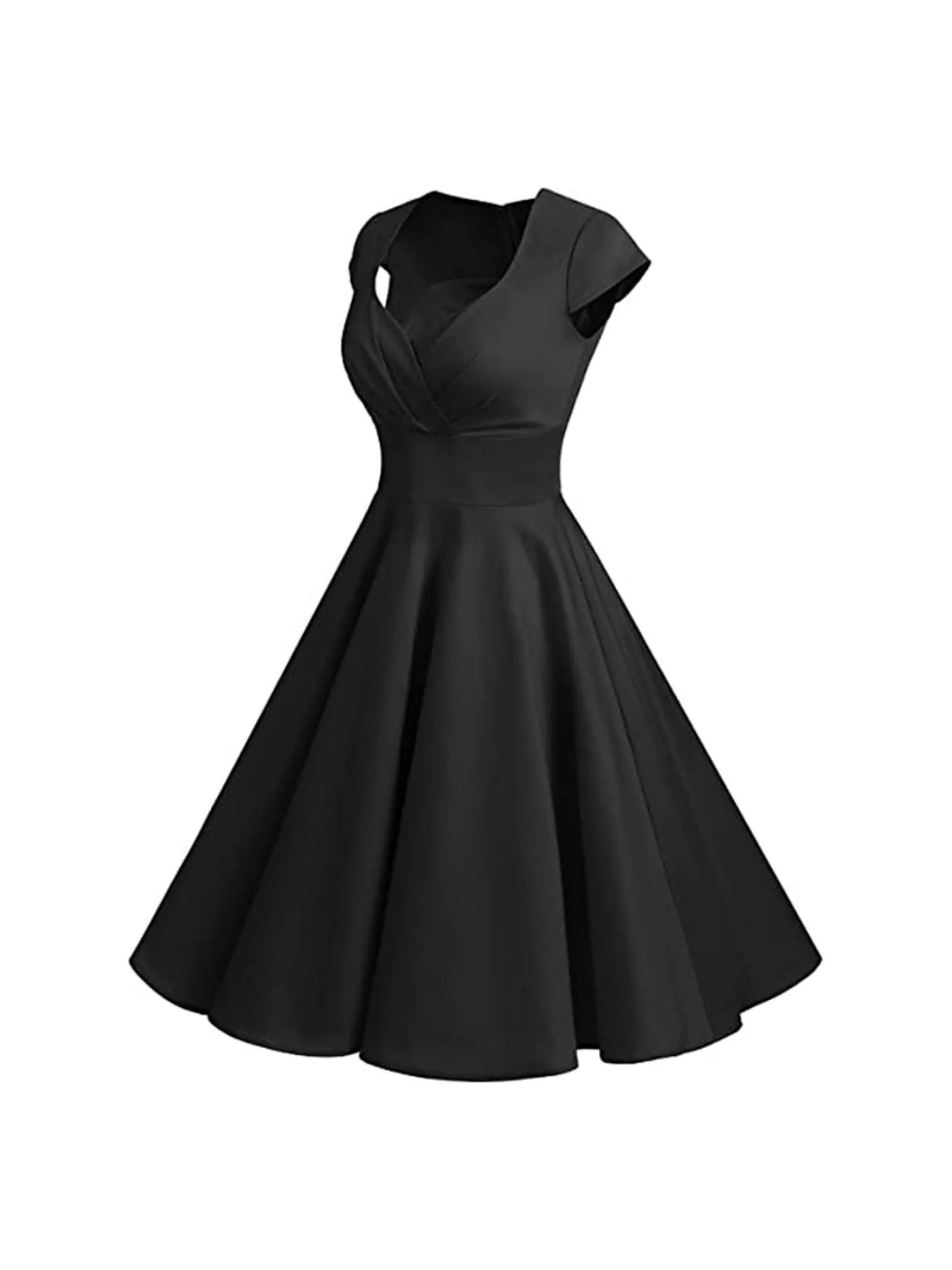 A-Line/Princess V-Neck Short Sleeves Knee-Length Vintage Dress - Image 5