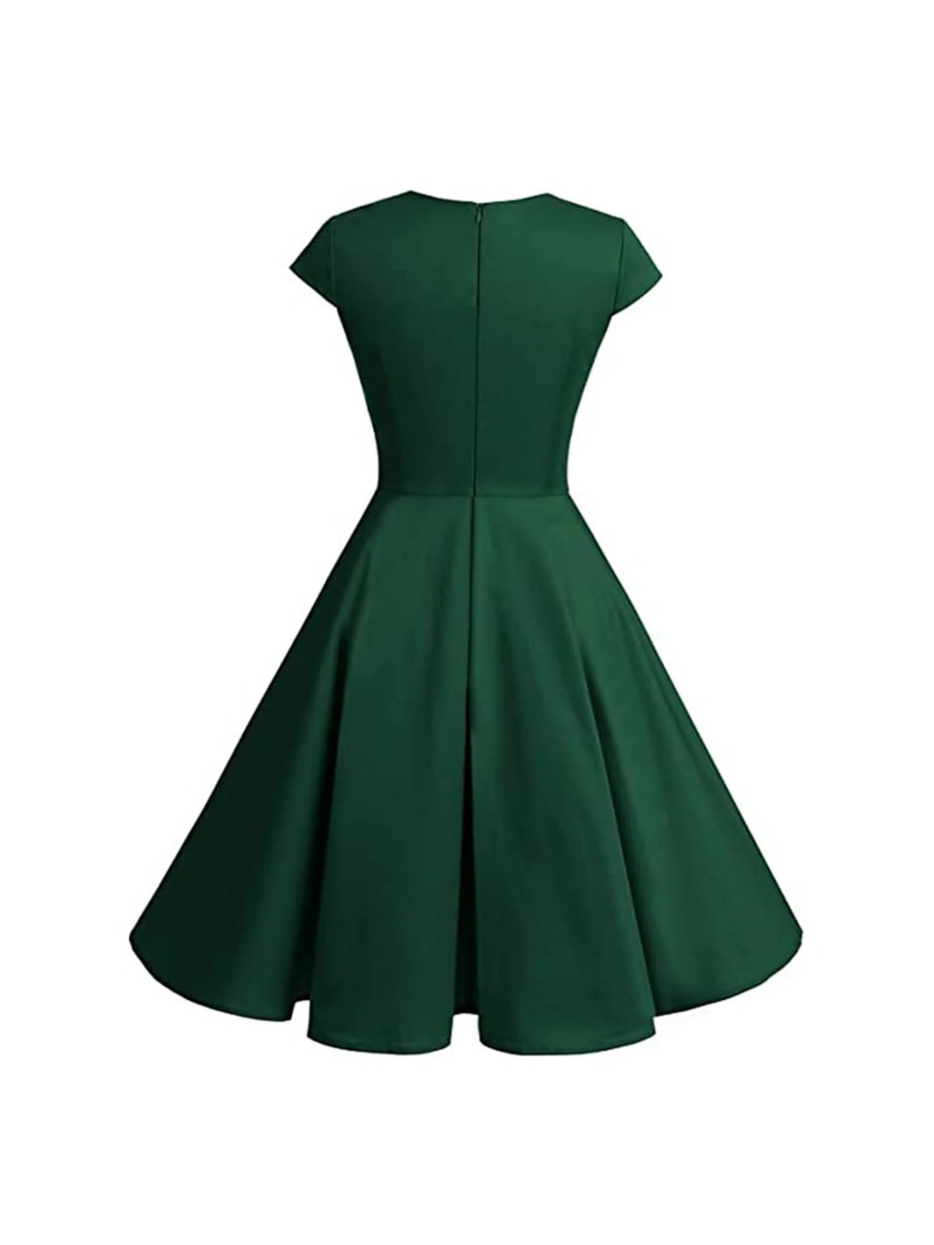 A-Line/Princess V-Neck Short Sleeves Knee-Length Vintage Dress - Image 7