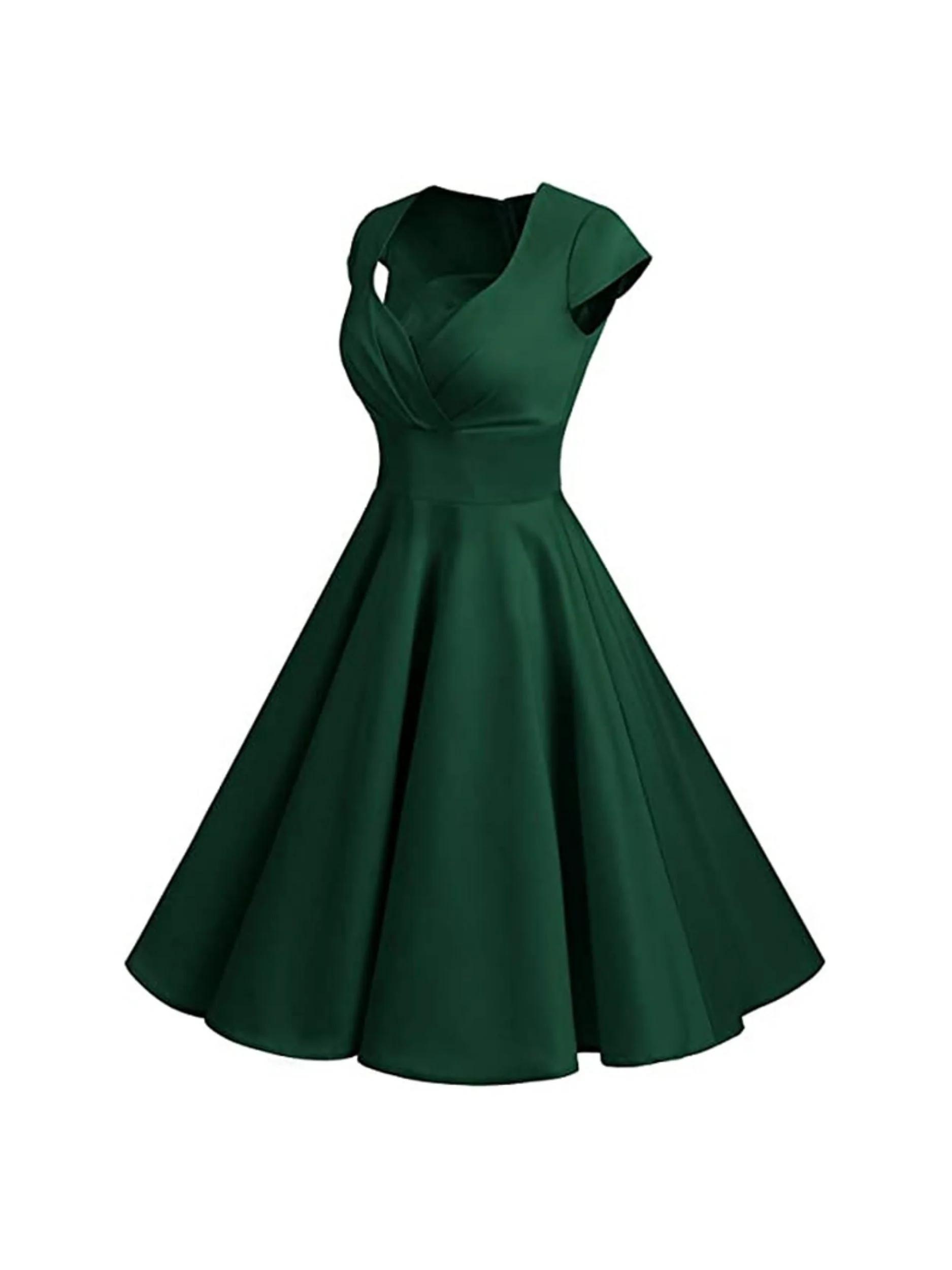 A-Line/Princess V-Neck Short Sleeves Knee-Length Vintage Dress - Image 8