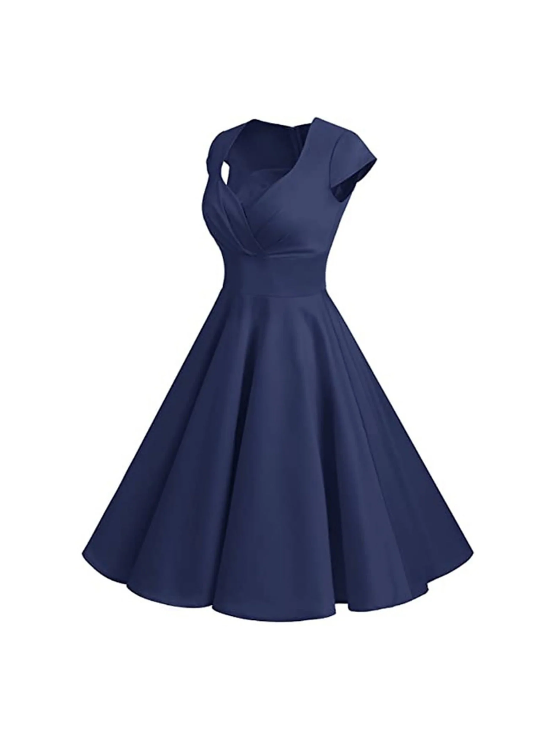 A-Line/Princess V-Neck Short Sleeves Knee-Length Vintage Dress - Image 9