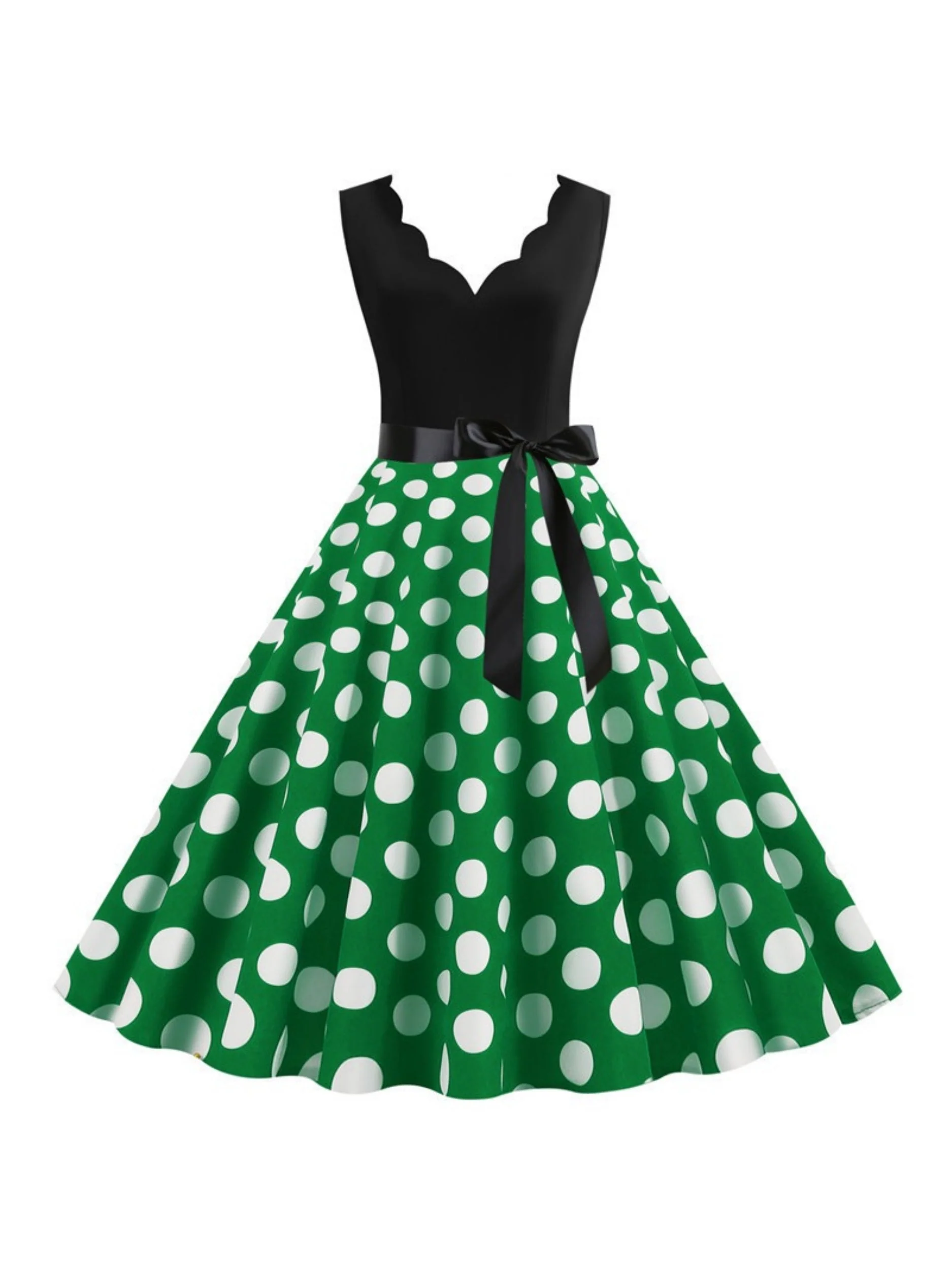 A-Line/Princess V-Neck Sleeveless Knee-Length Vintage Dress - Image 12