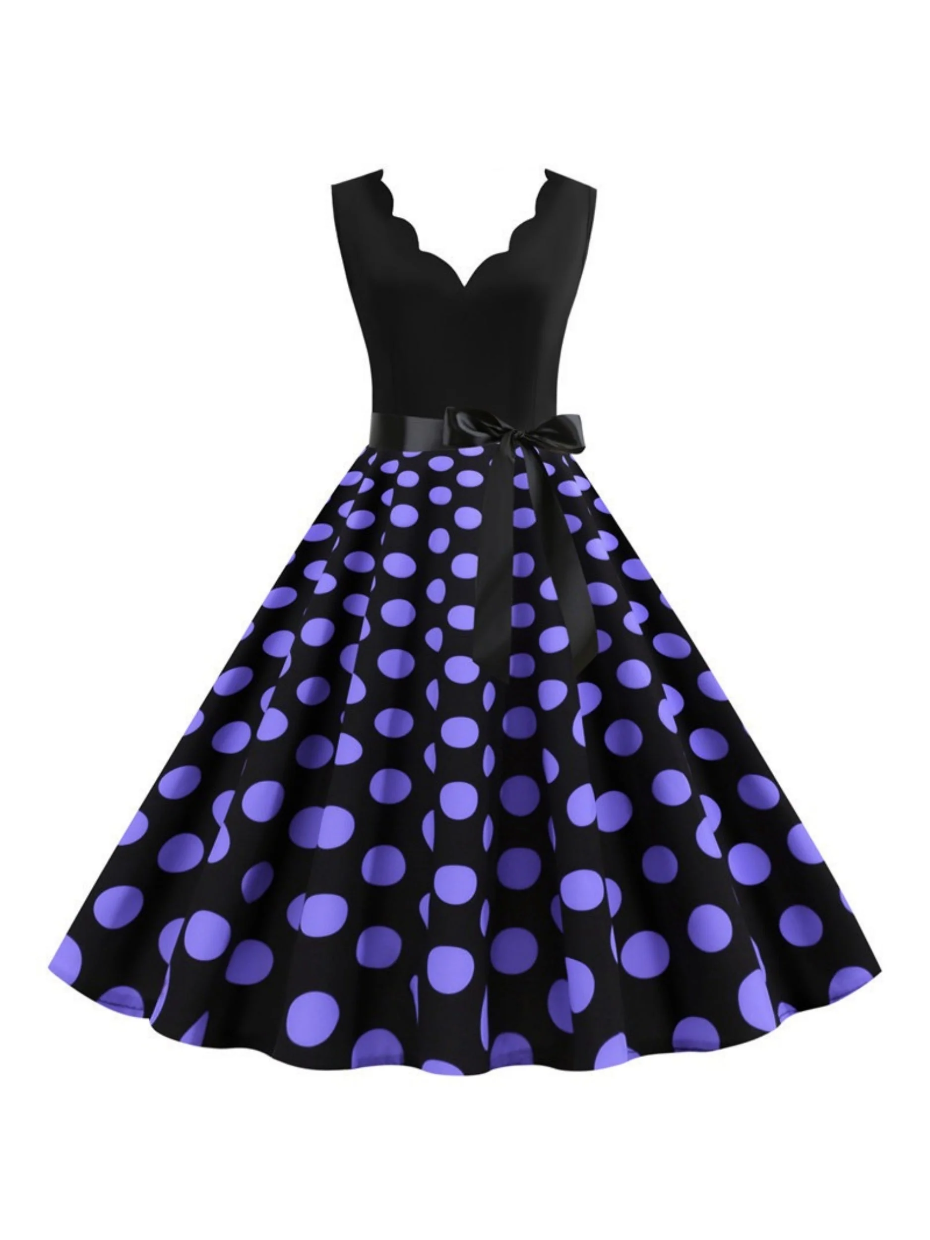 A-Line/Princess V-Neck Sleeveless Knee-Length Vintage Dress - Image 14