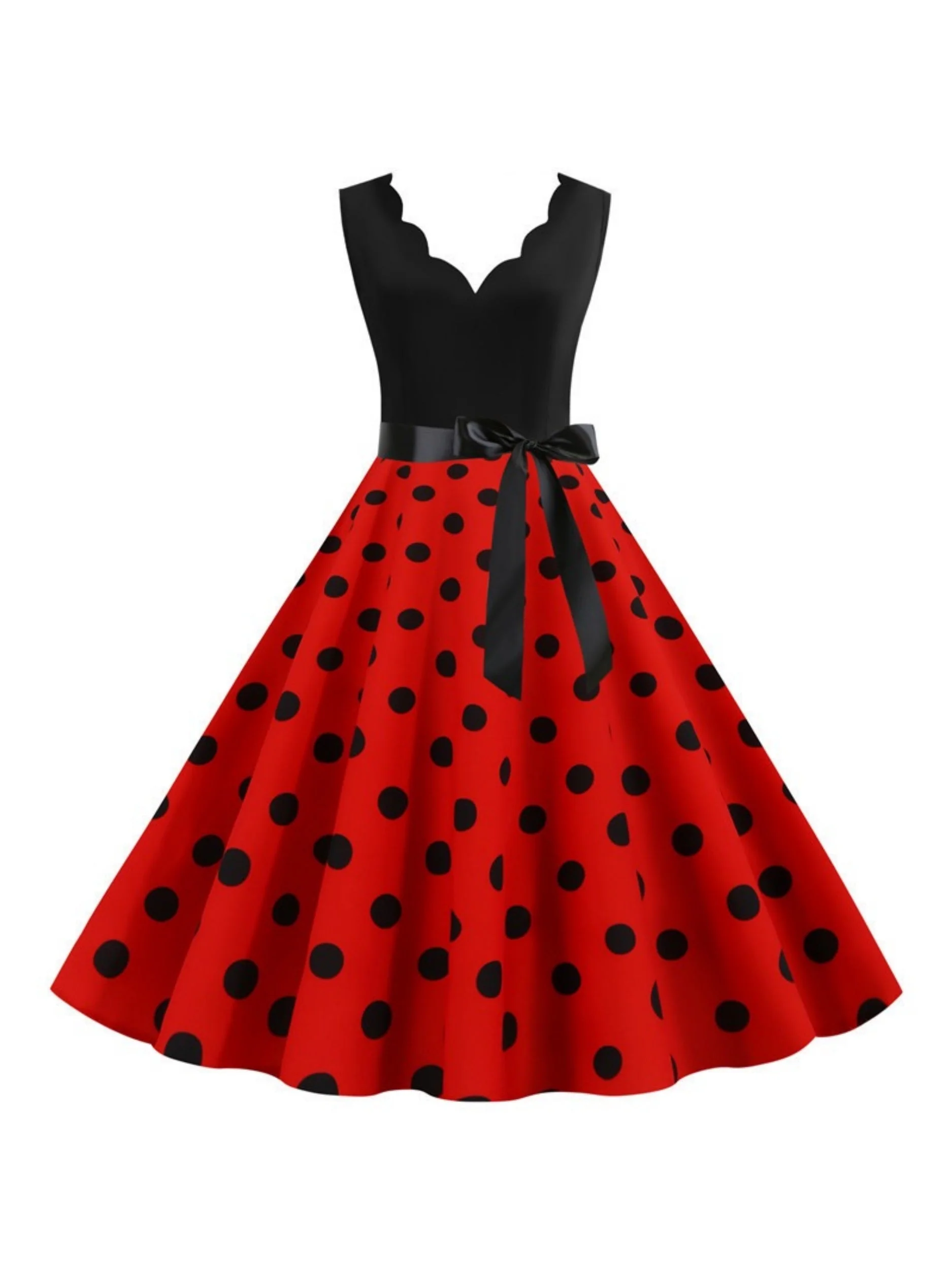 A-Line/Princess V-Neck Sleeveless Knee-Length Vintage Dress - Image 16
