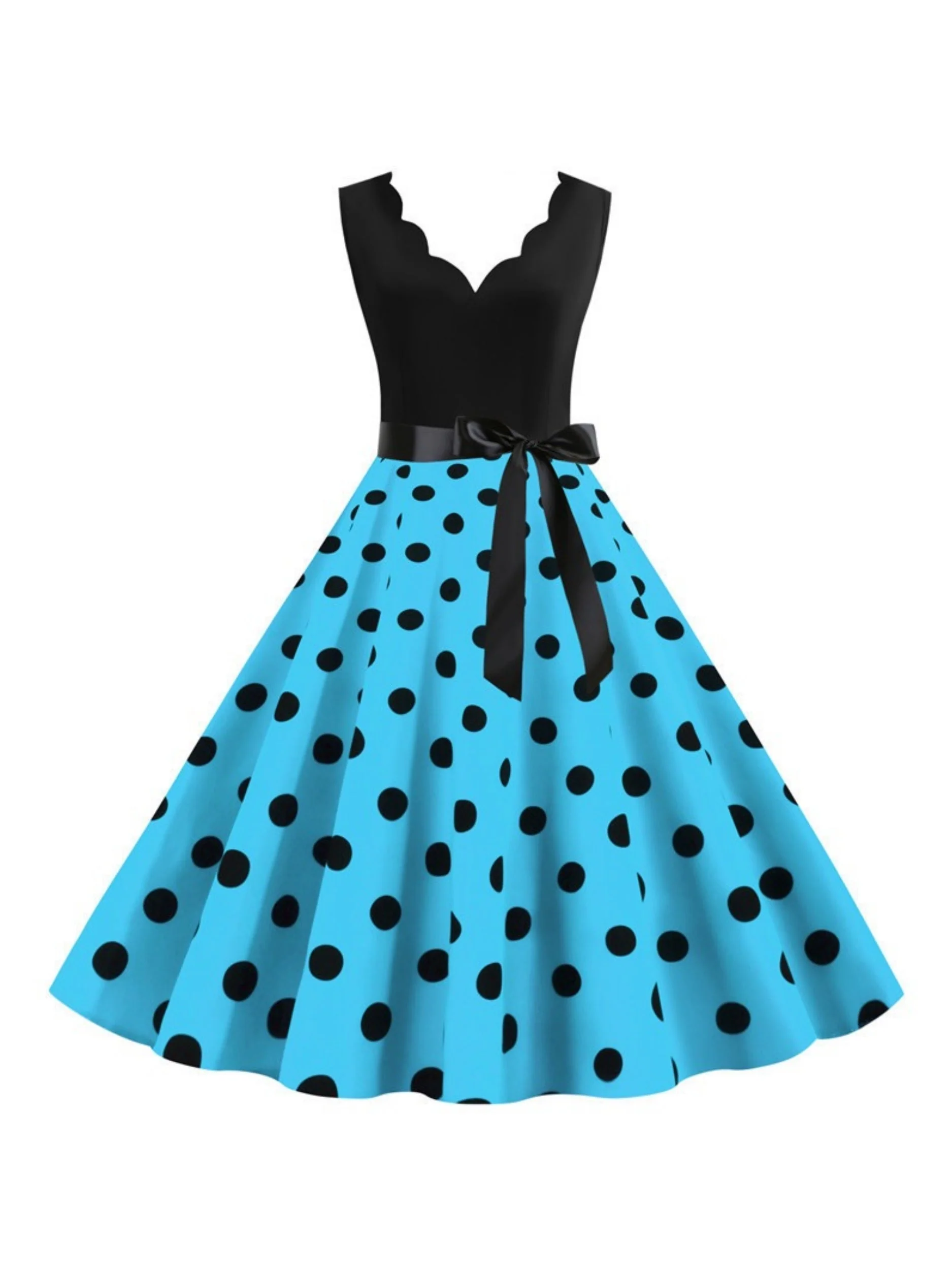 A-Line/Princess V-Neck Sleeveless Knee-Length Vintage Dress - Image 17
