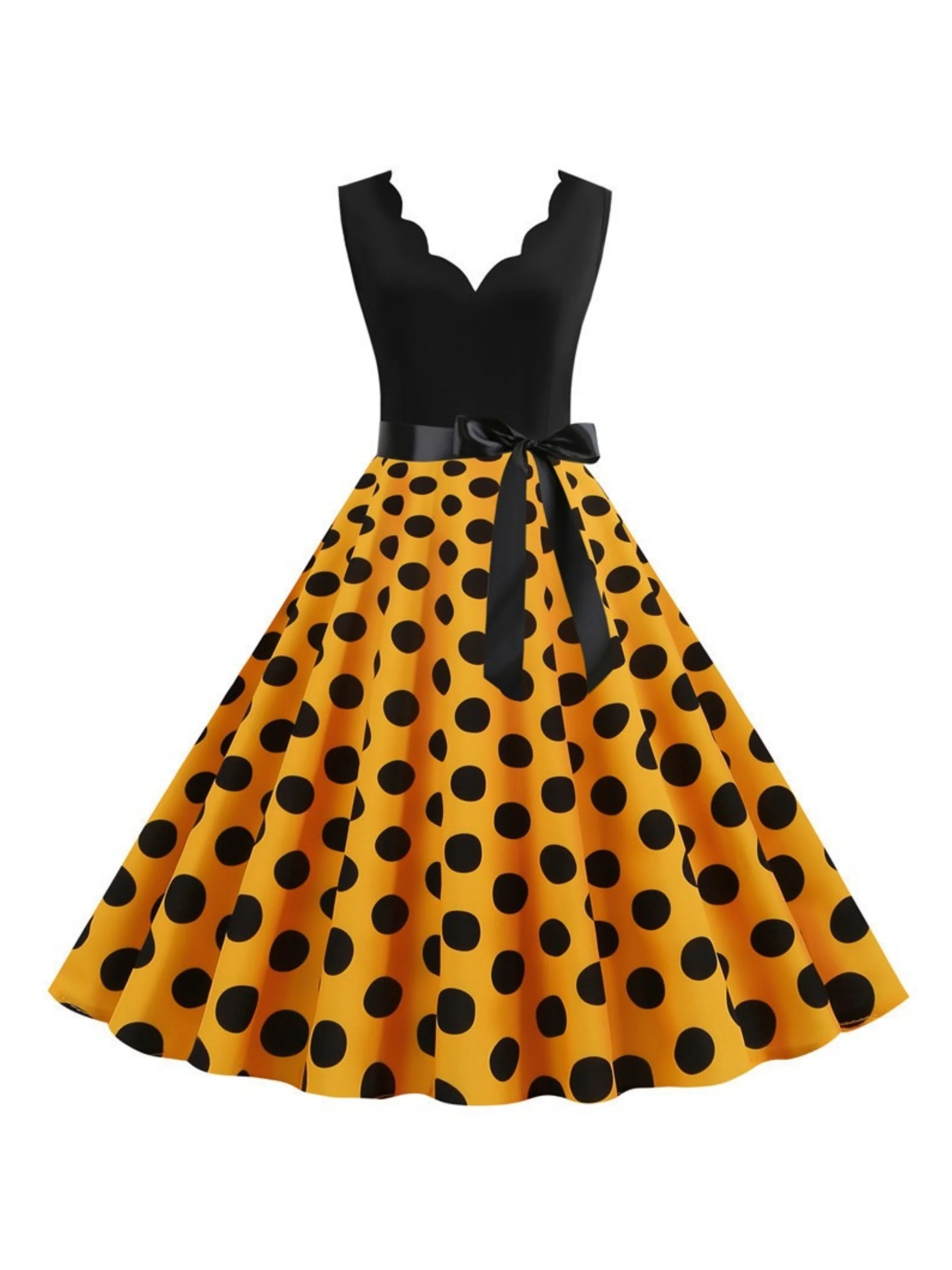 A-Line/Princess V-Neck Sleeveless Knee-Length Vintage Dress - Image 19