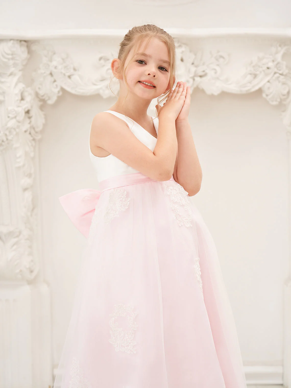 A-line Satin Tulle Ankle-length Pink Dress - Image 15