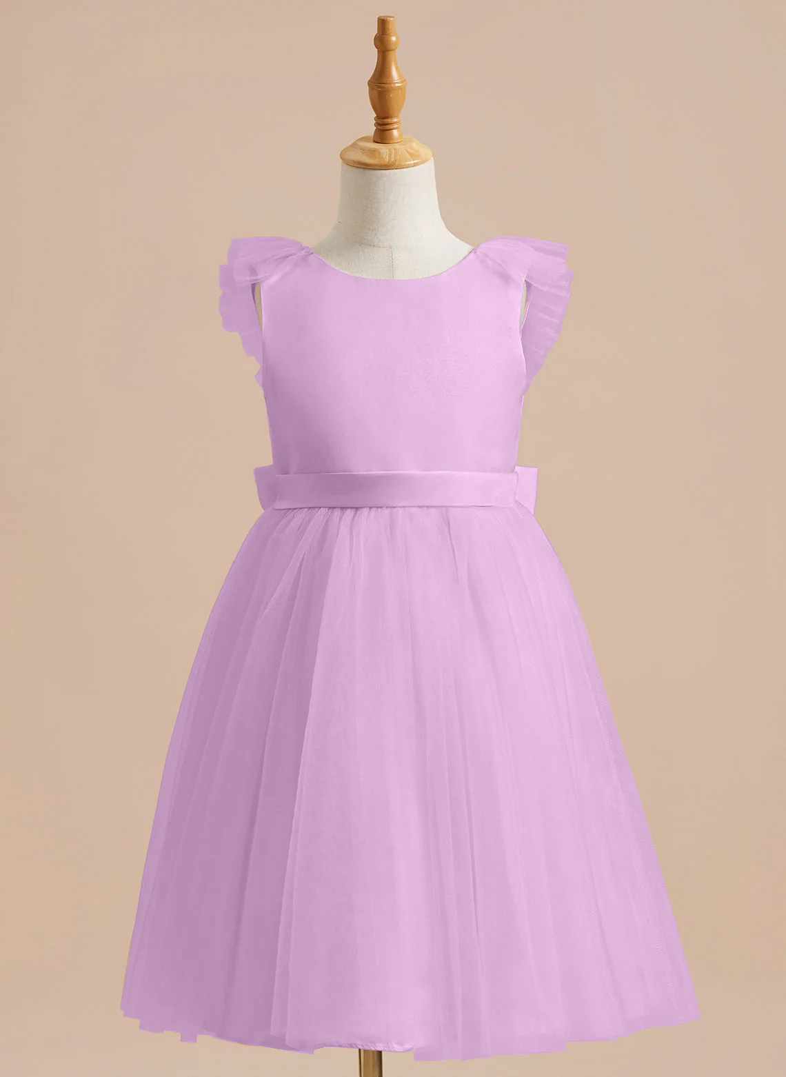 A-line Satin Tulle Knee-length Flower Girl Dress - Image 10