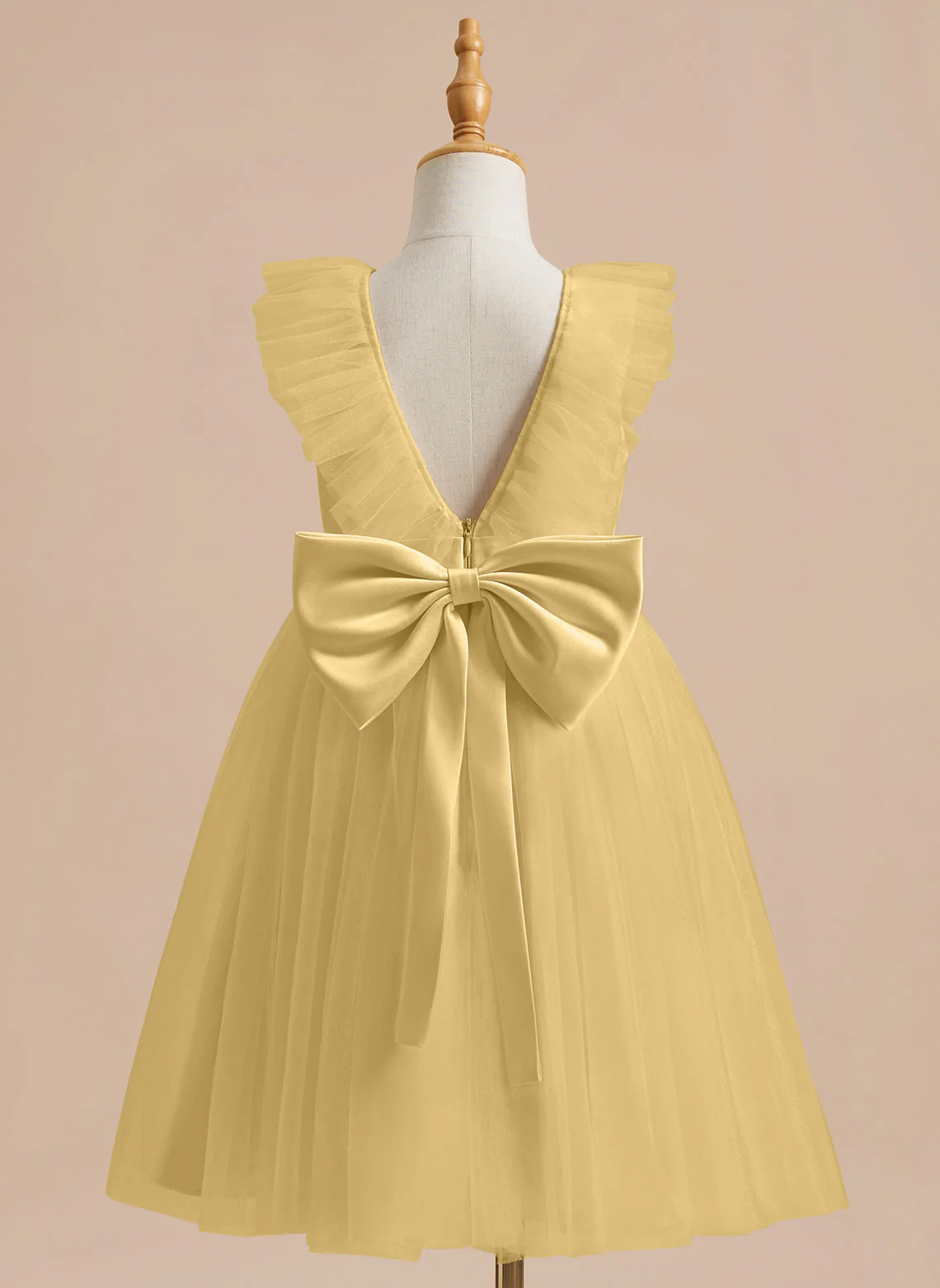 A-line Satin Tulle Knee-length Flower Girl Dress - Image 11