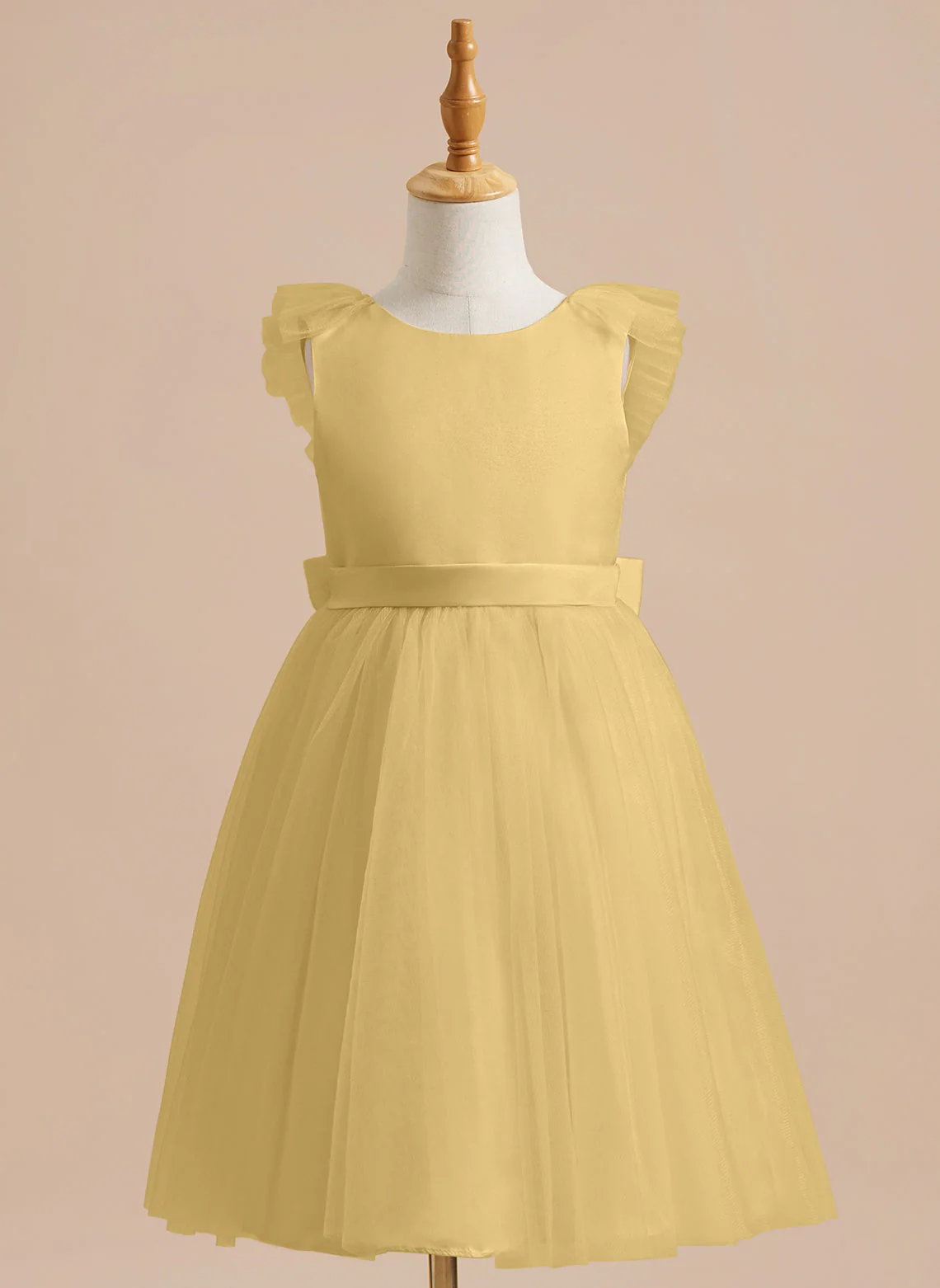 A-line Satin Tulle Knee-length Flower Girl Dress - Image 12