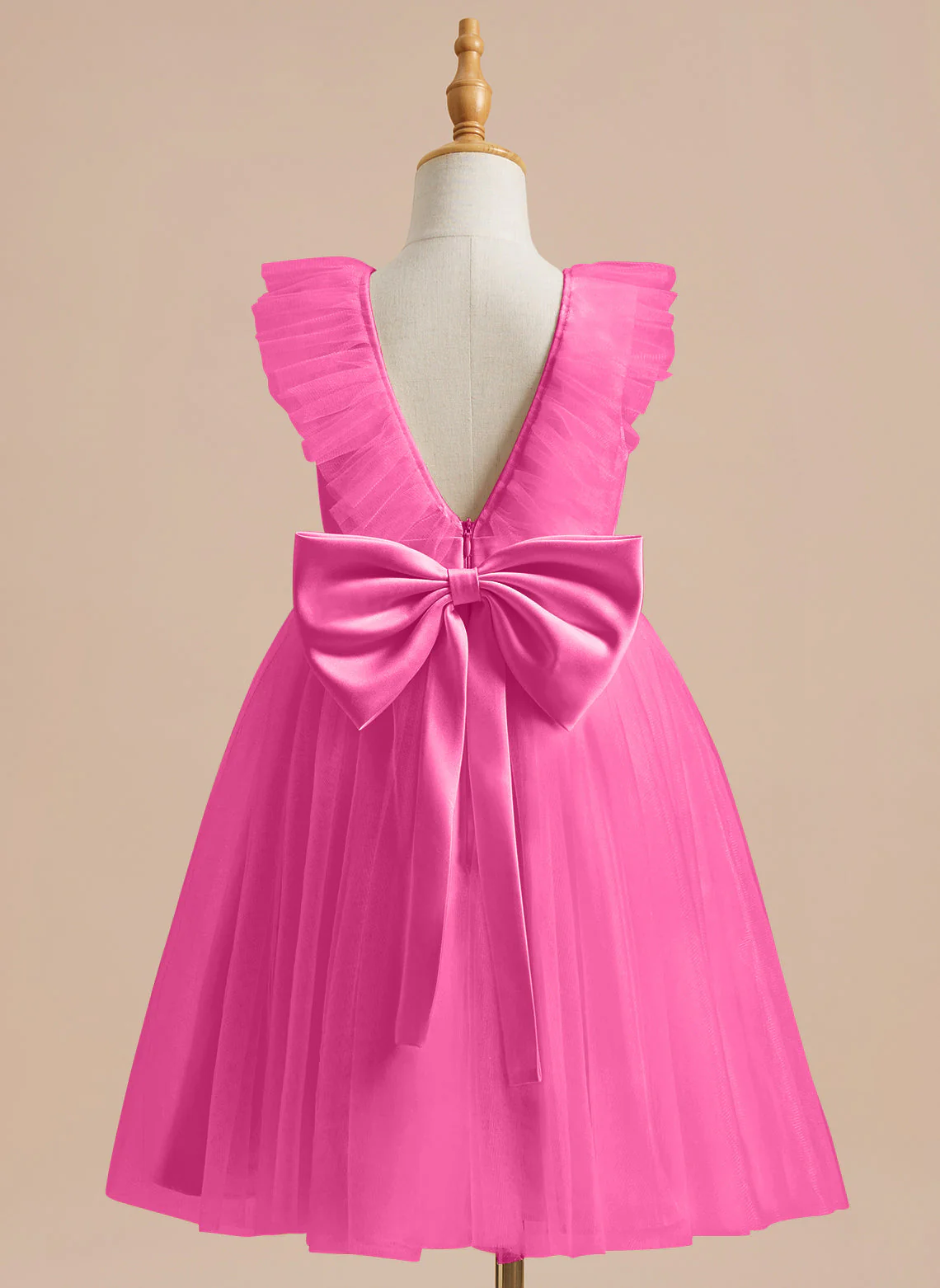 A-line Satin Tulle Knee-length Flower Girl Dress - Image 13