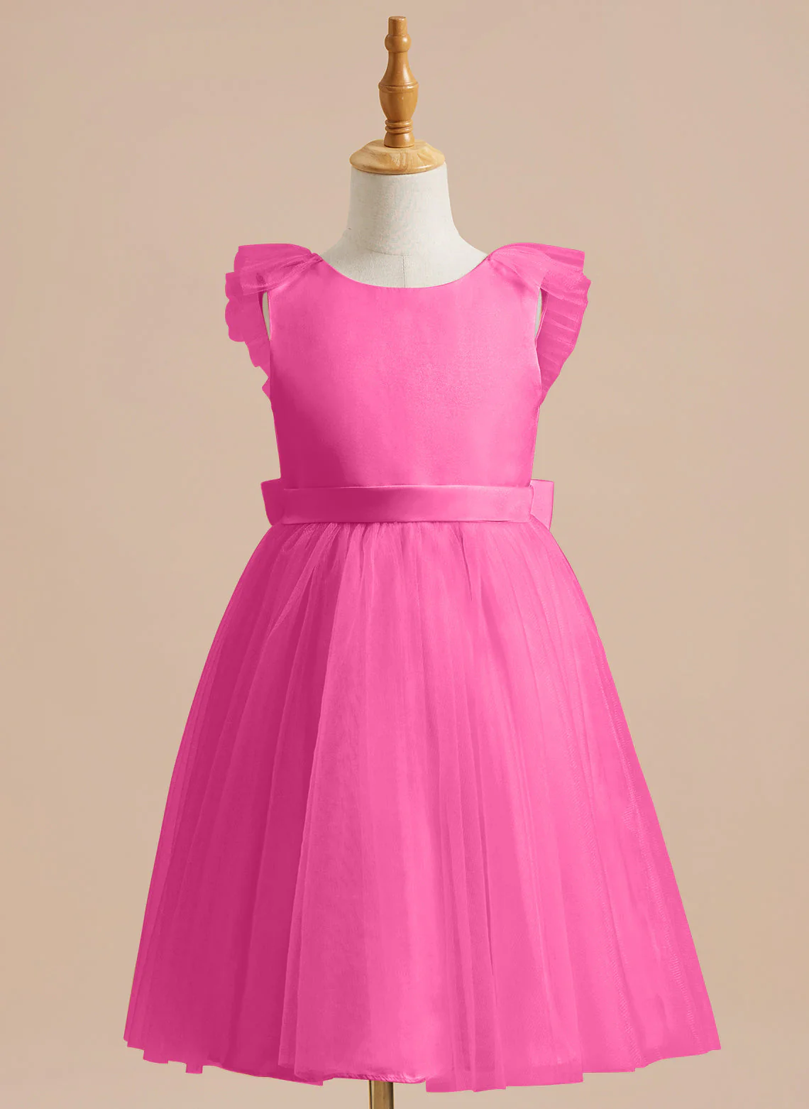A-line Satin Tulle Knee-length Flower Girl Dress - Image 14